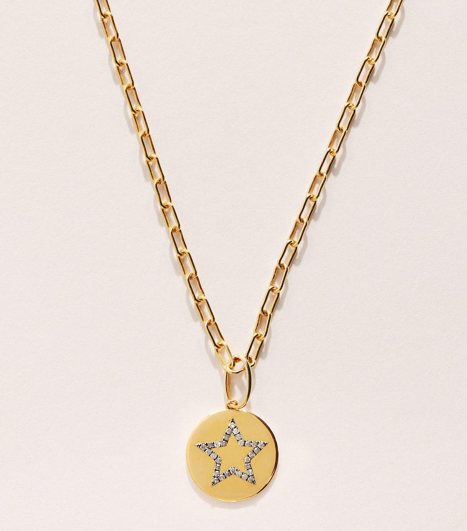 Rosa de la Cruz Yellow Gold and Diamond Star Charm Necklace Yellow Gold