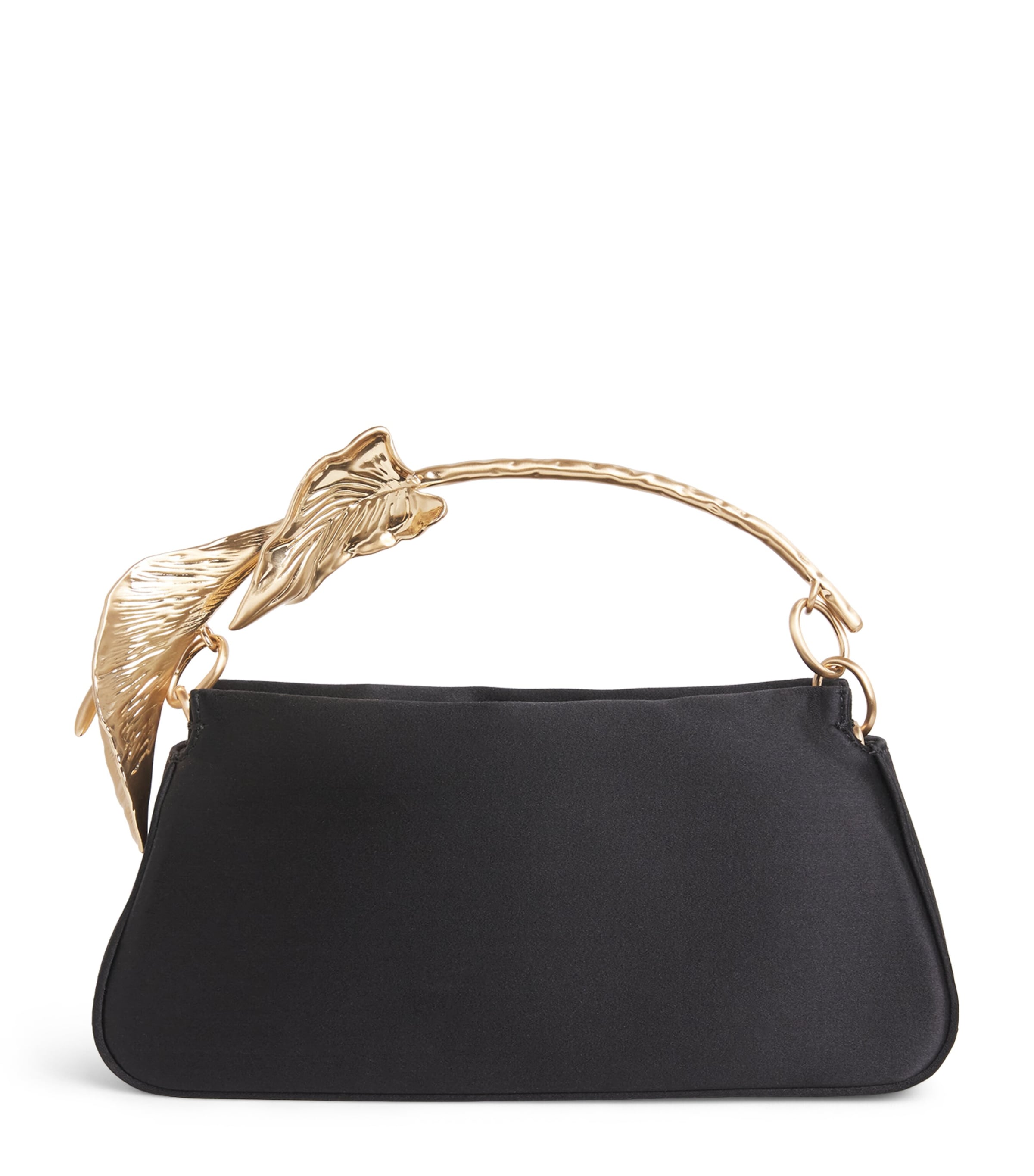 Cult Gaia Mini Silk-Satin Calla Top-Handle Bag Black