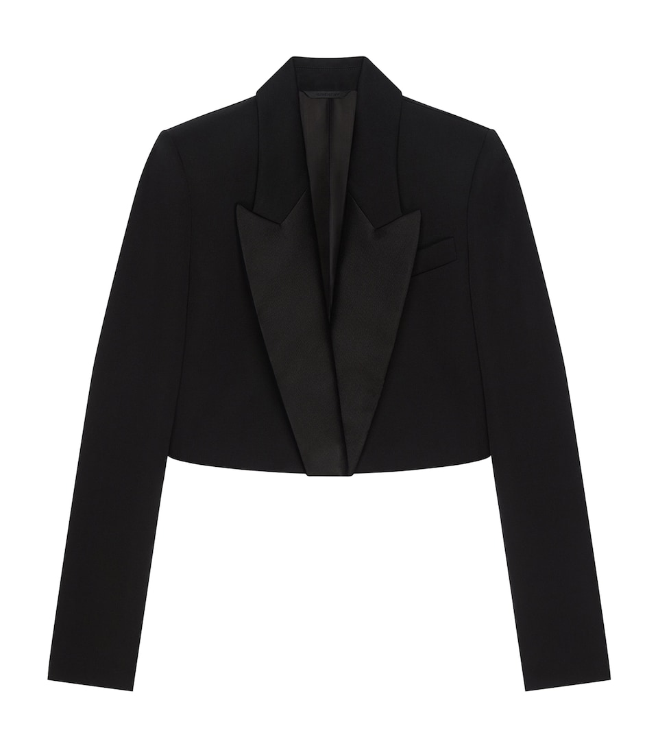 Givenchy Womens Wool Cropped Tuxedo Jacket Black