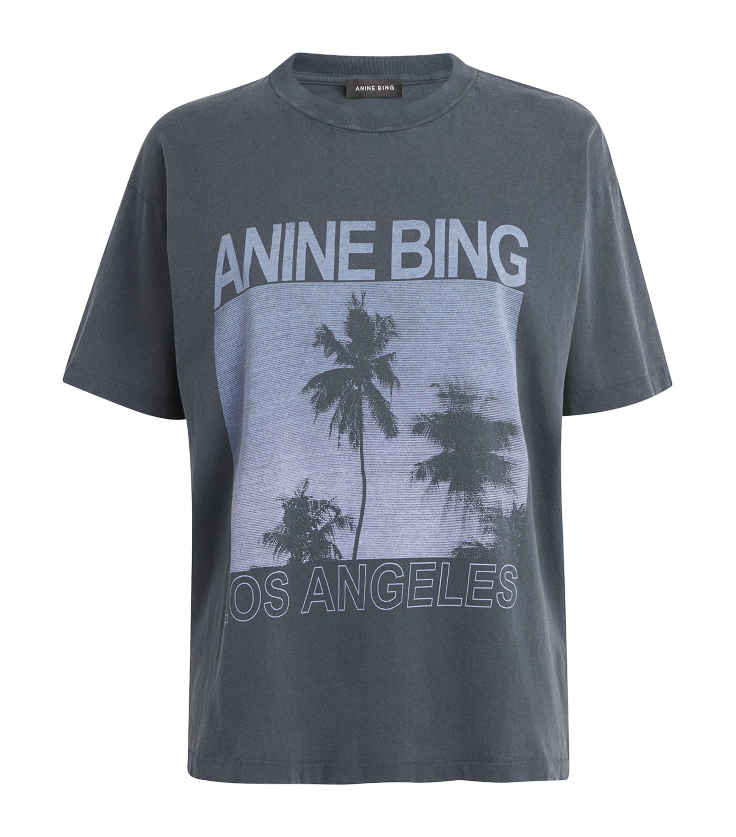 ANINE BING Womens Cotton Palms Cade T-Shirt Washed Grey