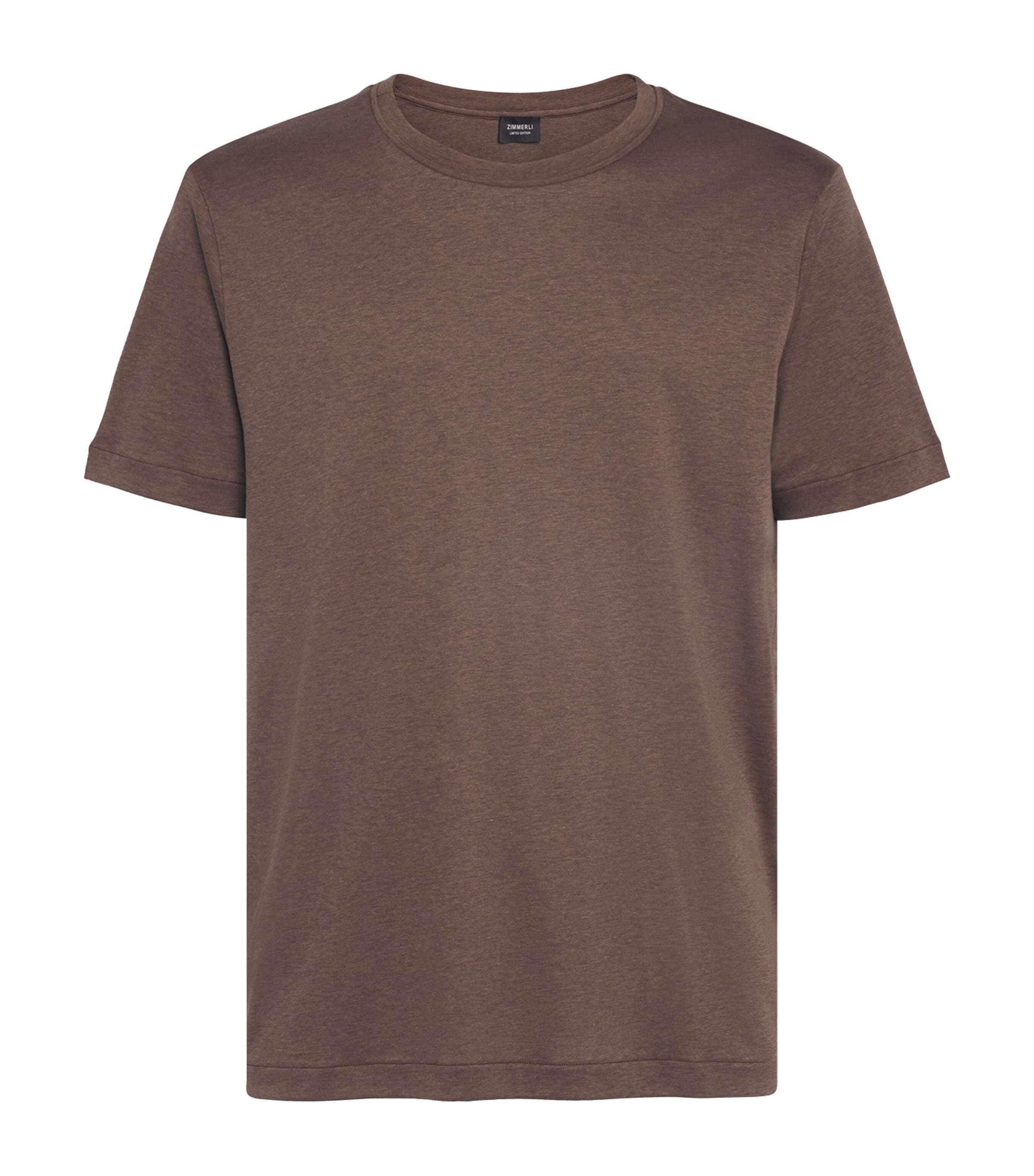 Zimmerli Mens Sea Island Cotton Long-Sleeve Pyjama T-Shirt Brown Melange