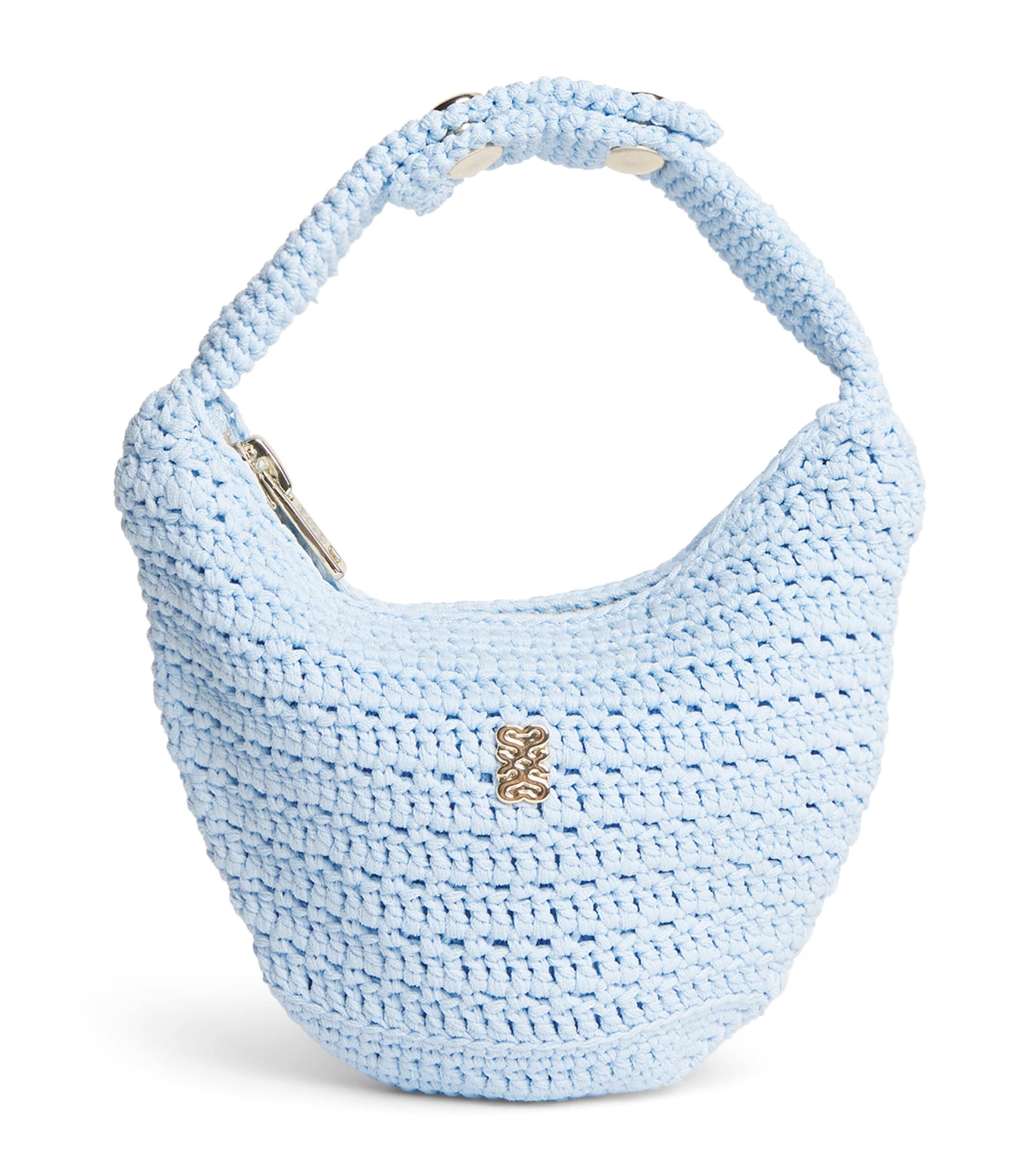 Sandro Paris Crochet Mini Bag Sky Blue