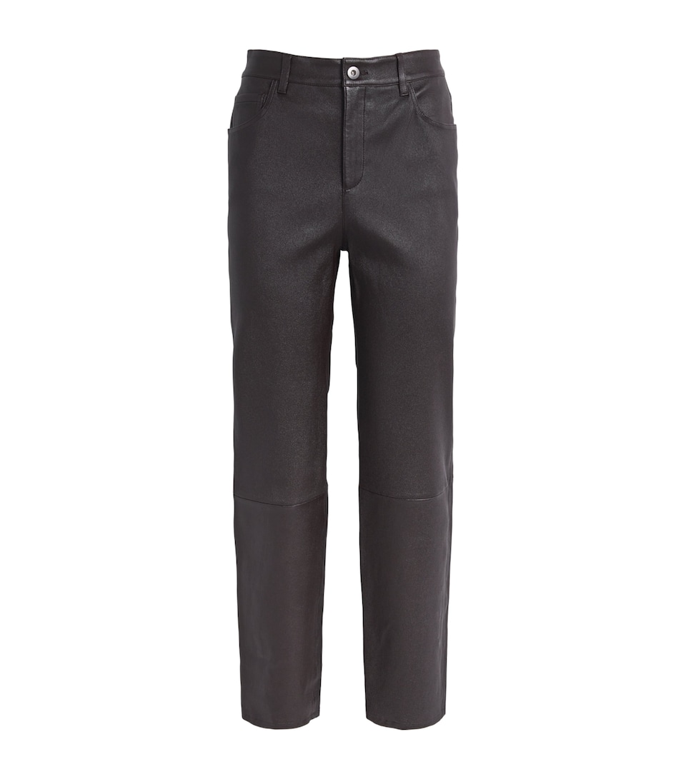 Leather Cropped Straight Trousers