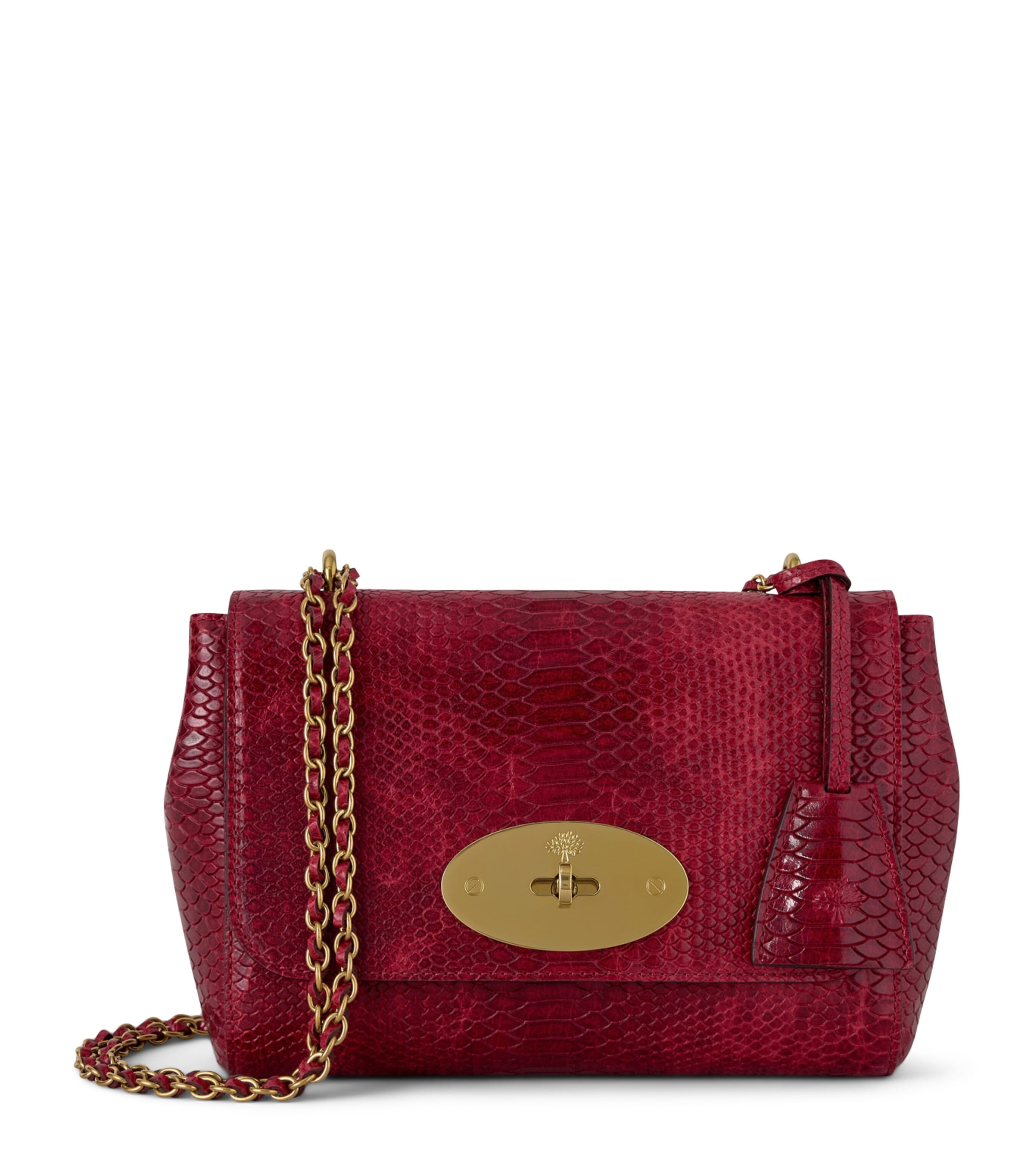 Mulberry Snake-Effect Leather Lily Shoulder Bag Apple Red