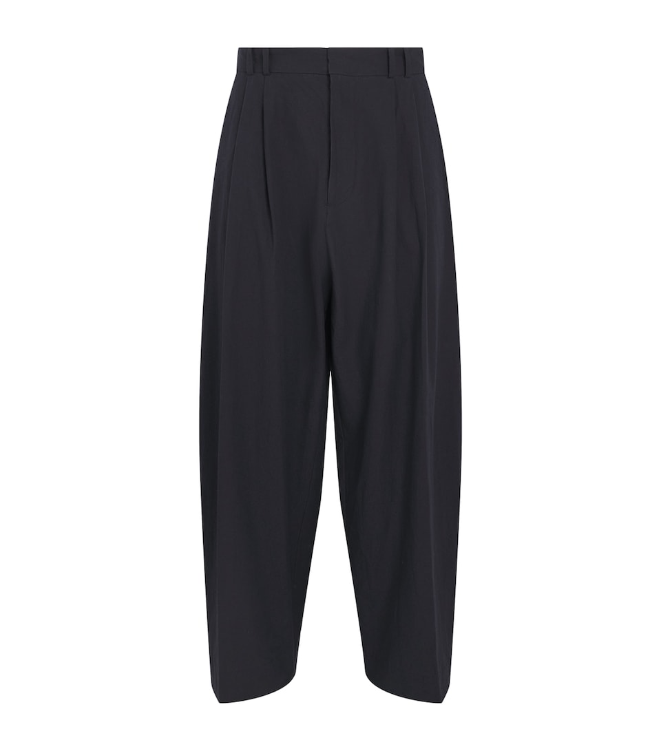 Studio Nicholson Mens Cotton Pleated Trousers Cotton Ink