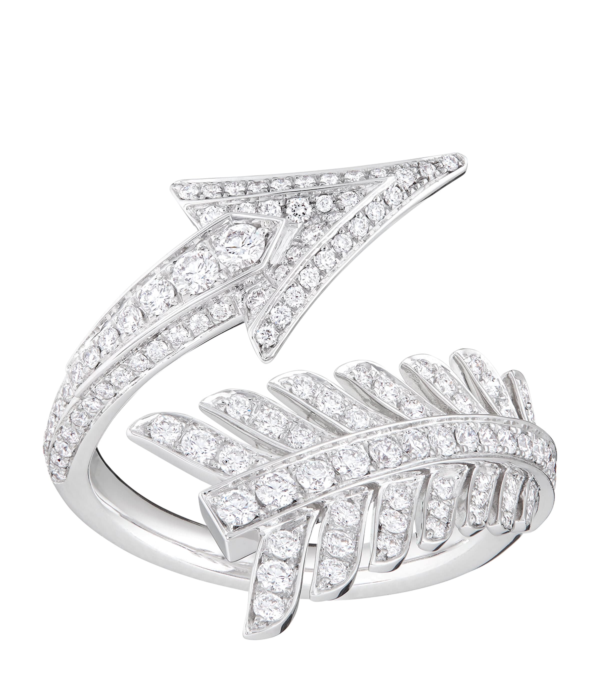White Gold and Diamond Nature Triomphante Flèche Ring
