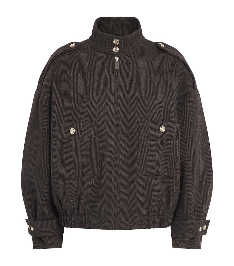 Maje Womens Wool-Blend Oversized Jacket Dark Brown