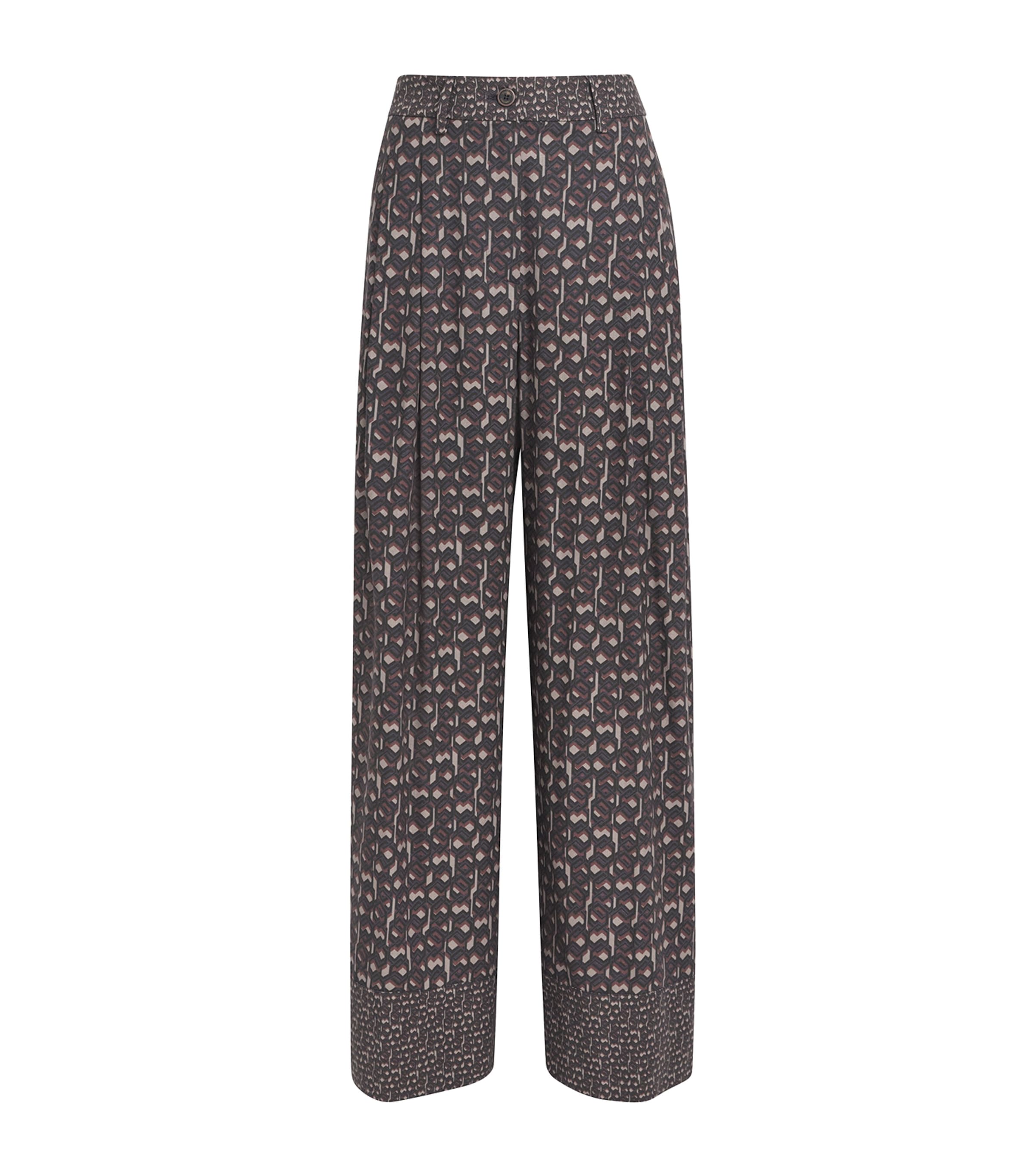 Colombo Womens Silk Printed Trousers Optical Print