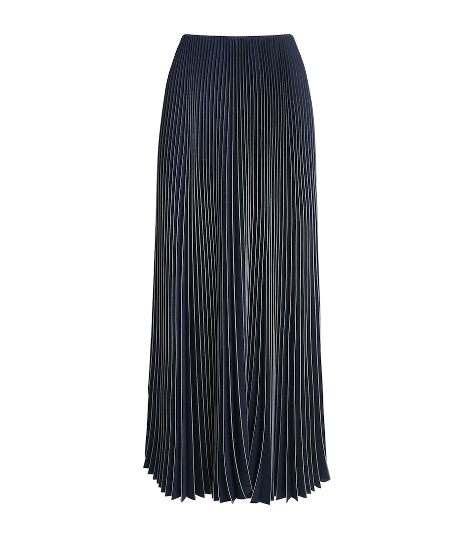 Fabiana Filippi Womens Crêpe de Chine Pleated Maxi Skirt Blu Notte