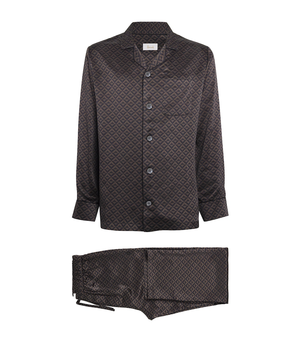 Silk Geometric Print Pyjama Set