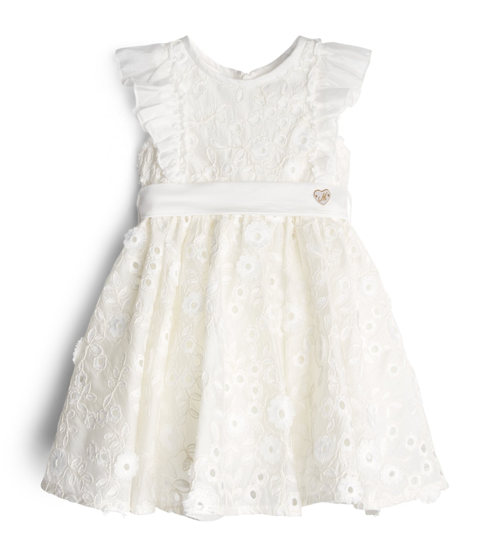 Monnalisa Embroidered Ruffle-Sleeve Dress (9 Months-3 Years) Ecru