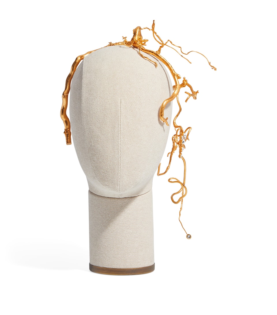 Schiaparelli Vine and Rhinestone Headband Gold