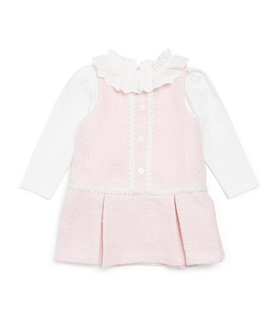 Patachou Ruffled Blouse and Tweed Dress (6 Months-4 Years) Pale Pink