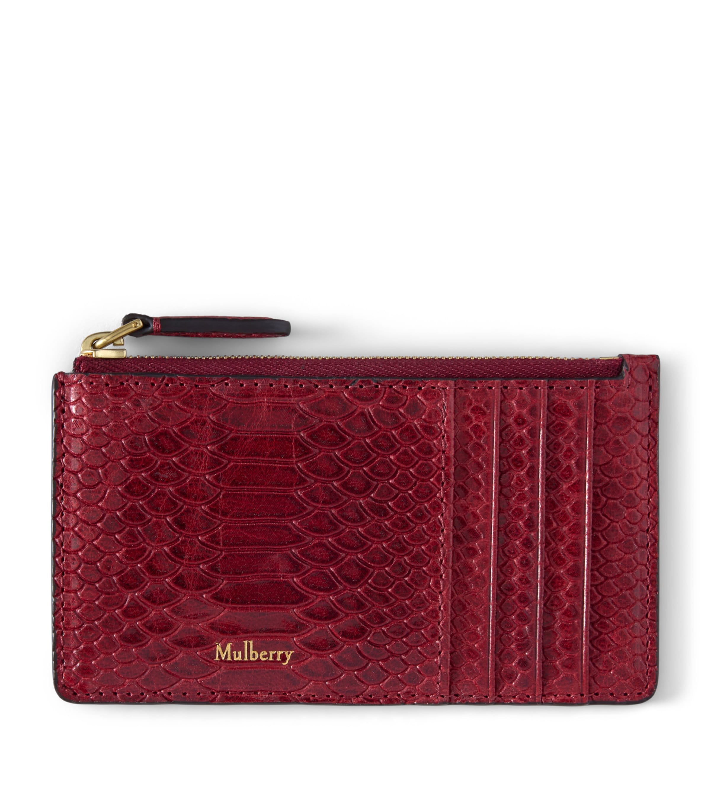 Mulberry Leather Continental Zipped Long Card Holder Apple Red