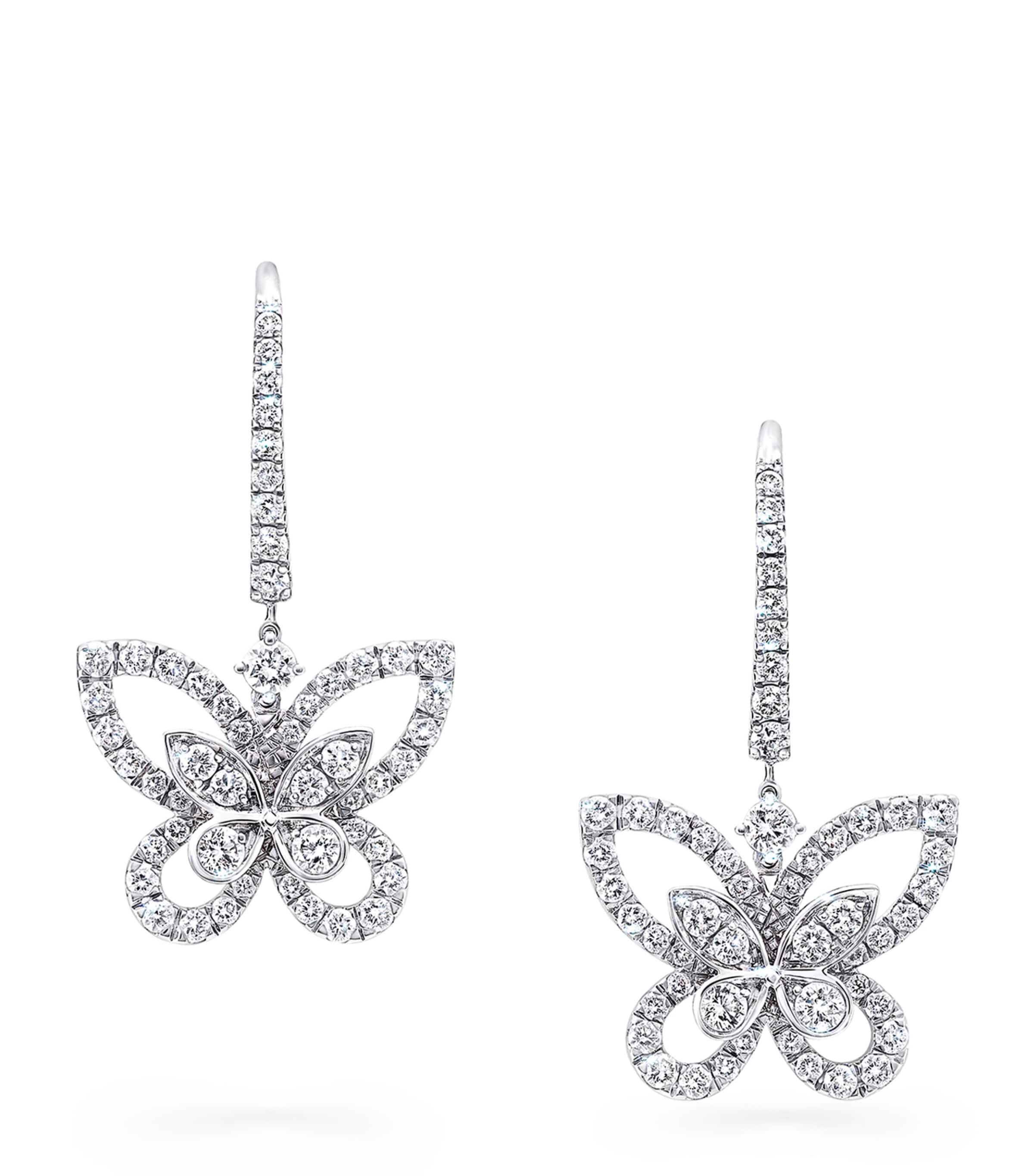 Graff White Gold and Diamond Butterfly Drop Earrings White Gold