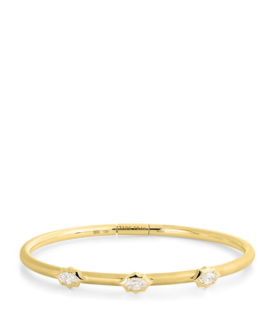 Small Yellow Gold and Diamond Plié Maverick Station Bangle
