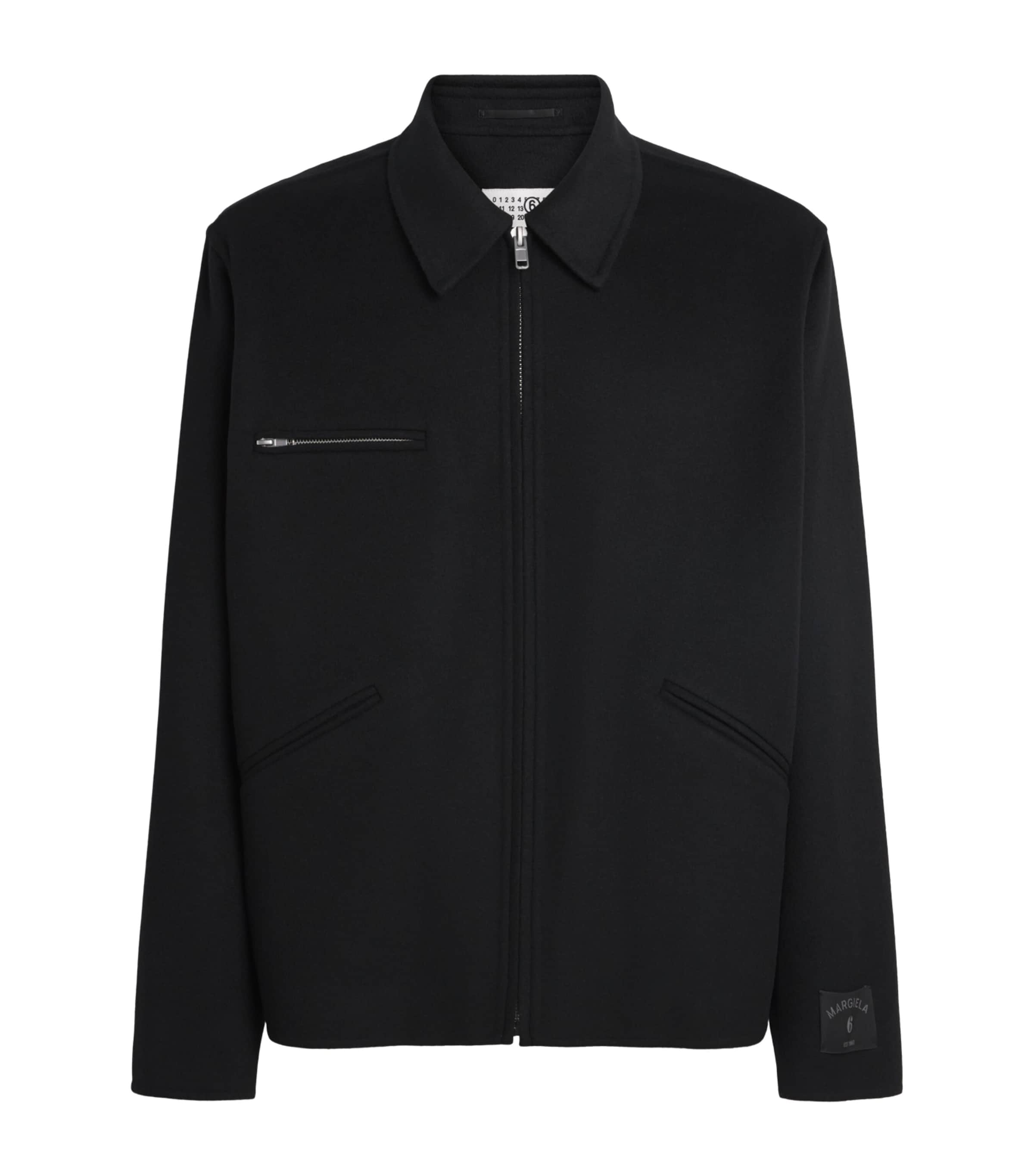 MM6 Maison Margiela Mens Wool Zip-Up Jacket Black