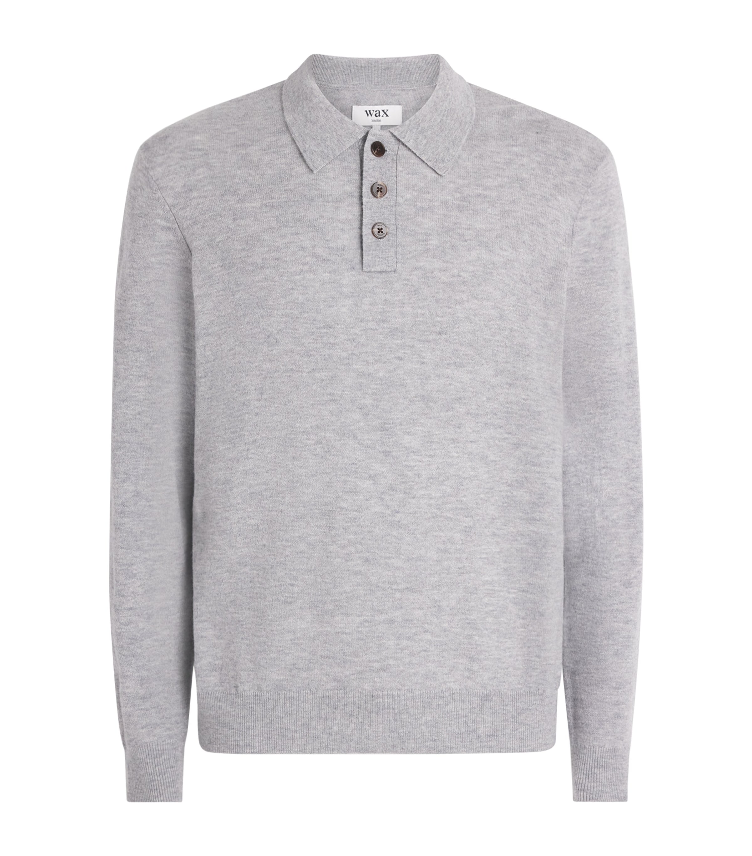 Wax London Mens Merino Lawrie Polo Sweatshirt Grey