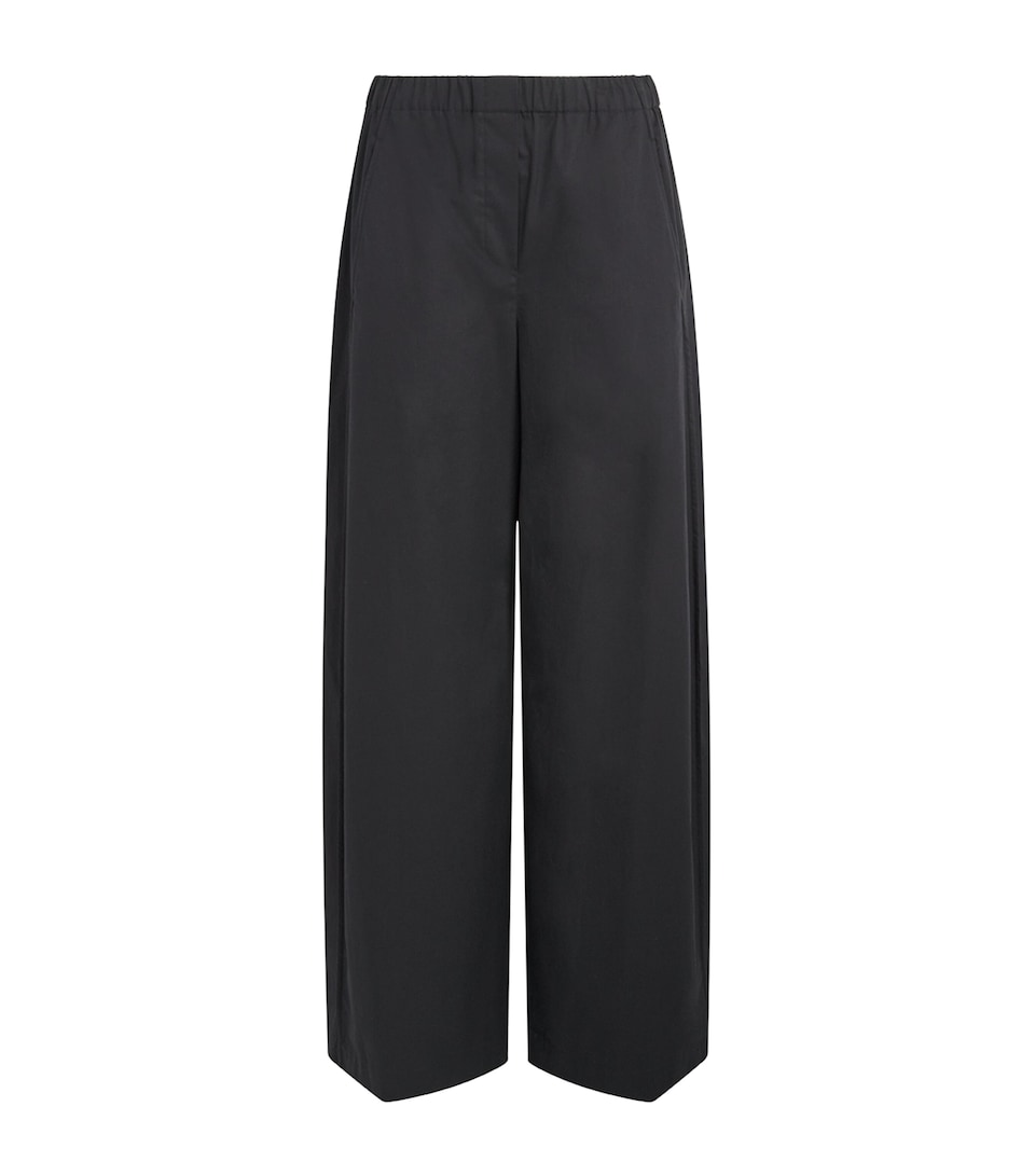 Theory Womens Cotton Parachute Wide-Leg Trousers Black