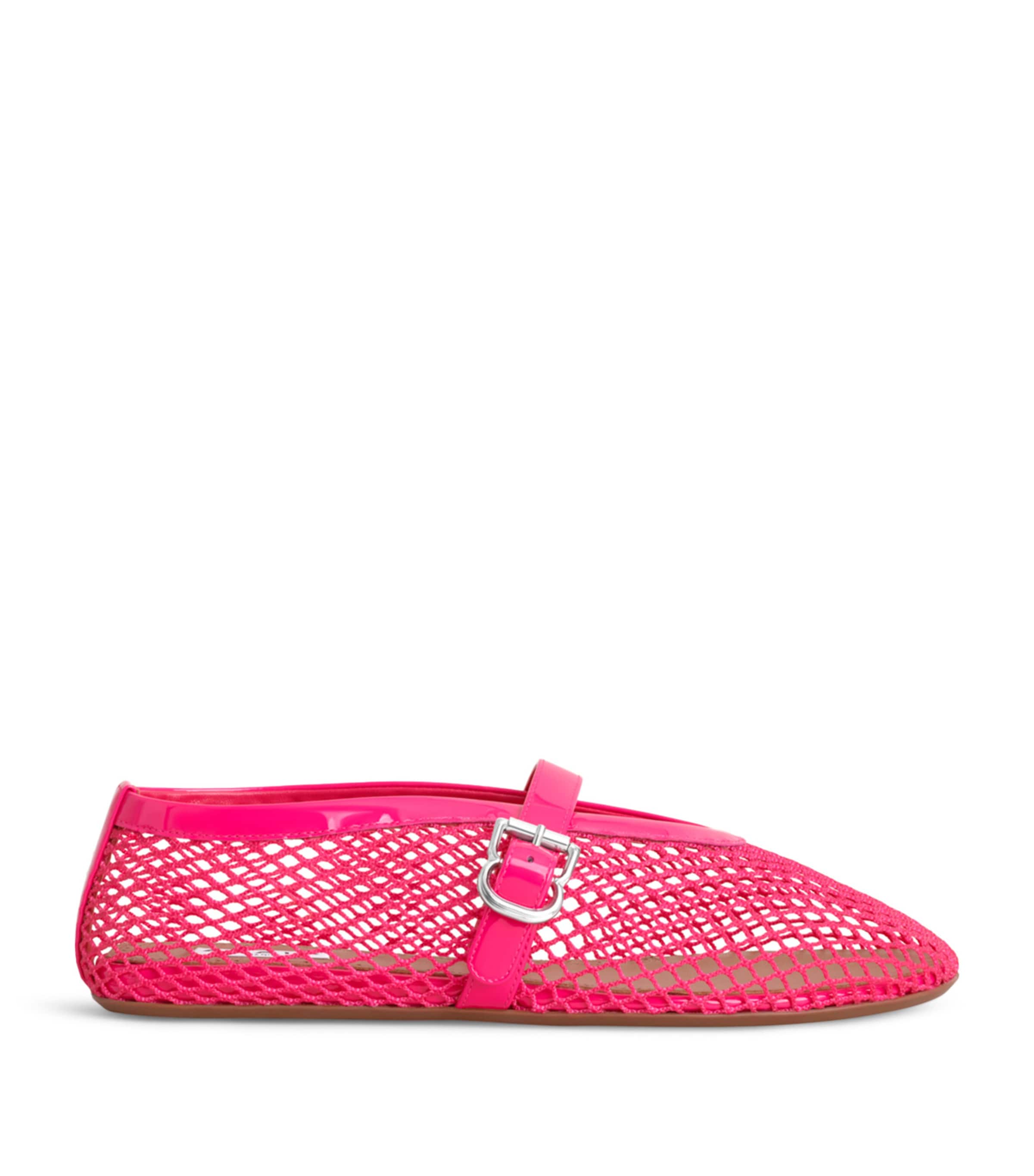Alaïa Leather Mesh Ballet Flats Dahlia Pink