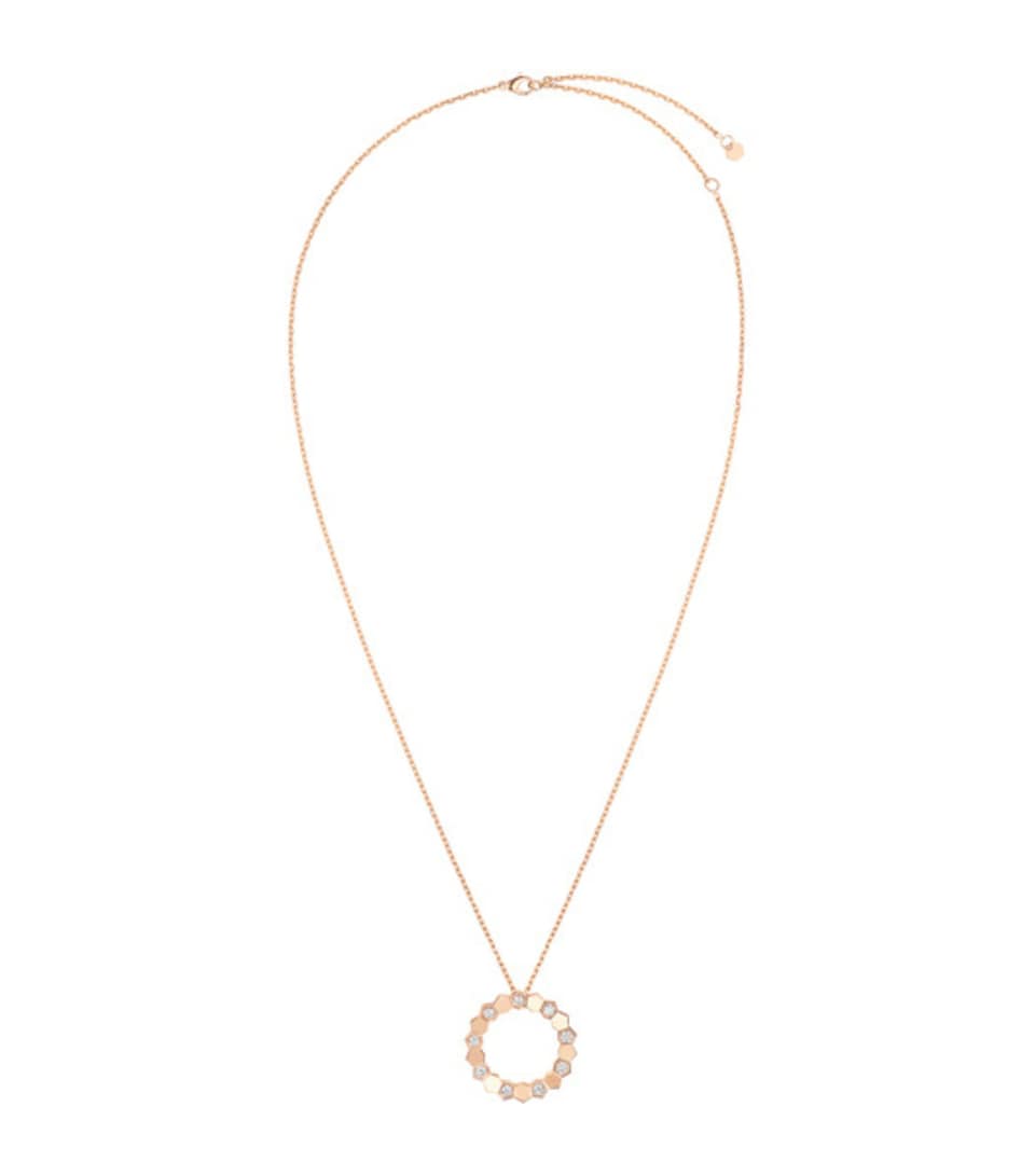 Medium Rose Gold and Diamond Bee de Chaumet Pendant Necklace