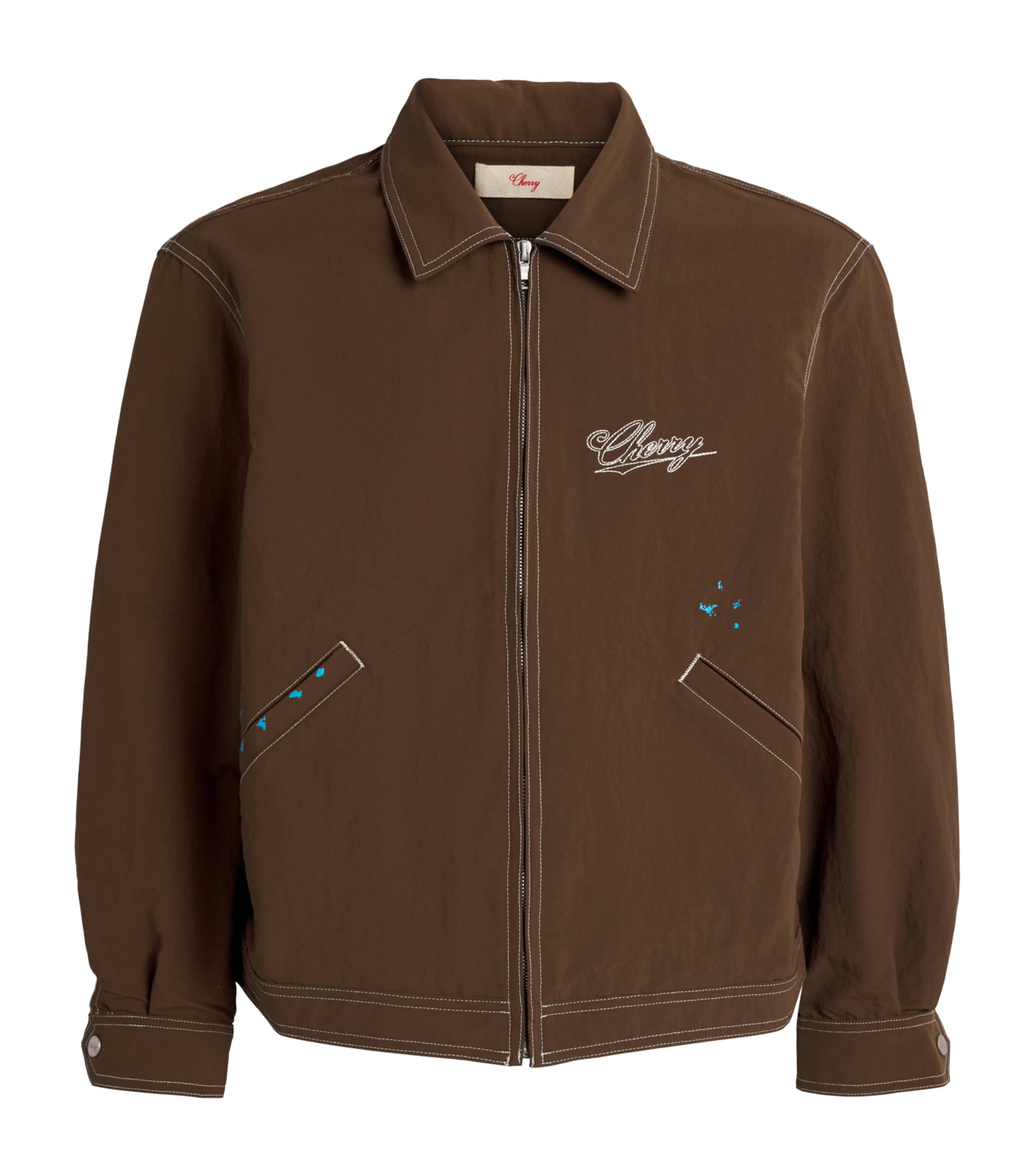 Cherry Los Angeles Mens Embroidered Running Jacket Espresso