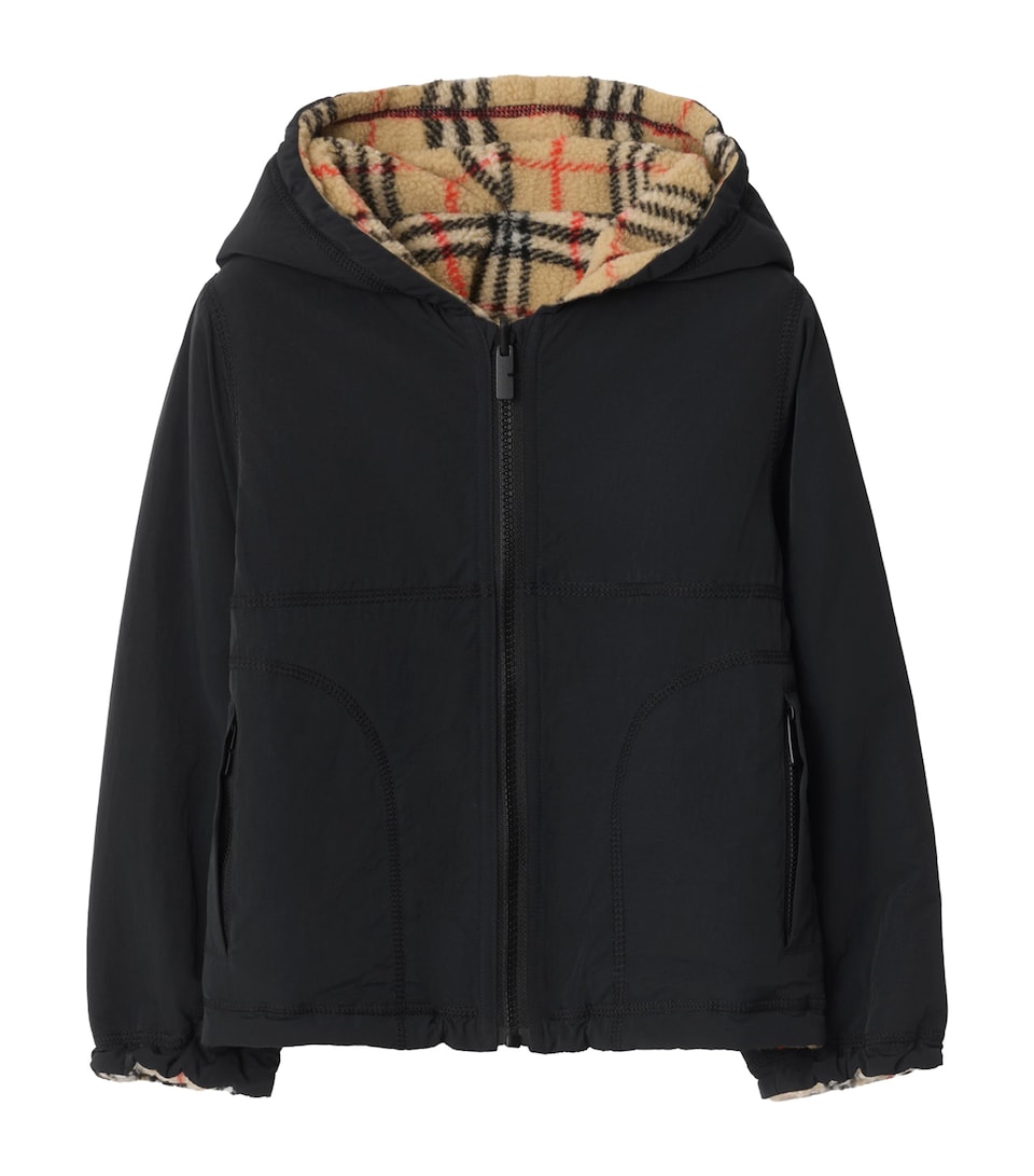Fleece Reversible Check Hooded Jacket (3-12 Years)