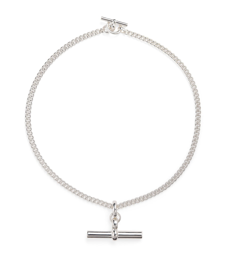 TILLY SVEAAS Sterling Silver Giant T-Bar Curb-Link Chain Necklace Silver