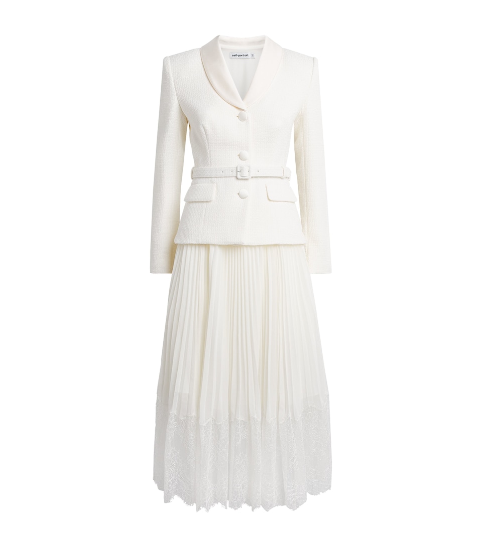 Self-Portrait Womens Bouclé Midi Dress Cream