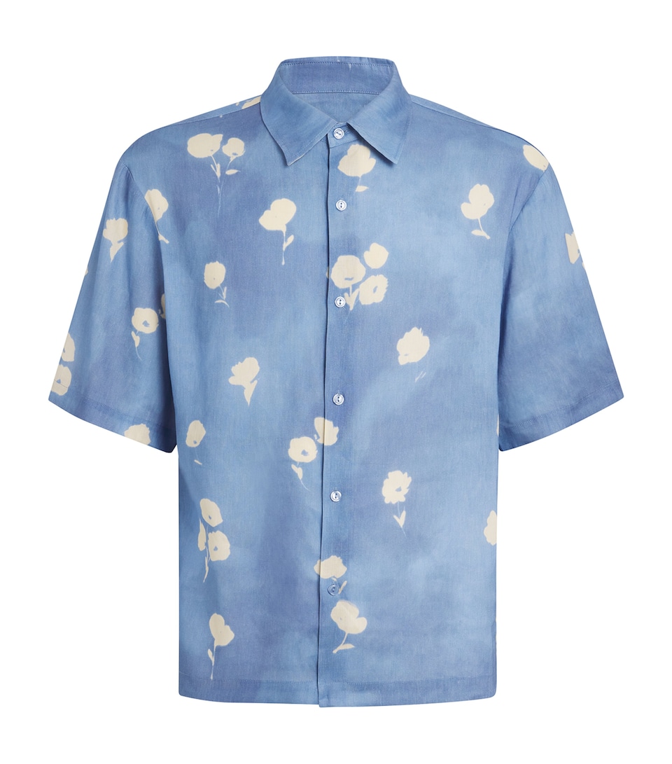 Linen-Blend Floral Short-Sleeve Shirt