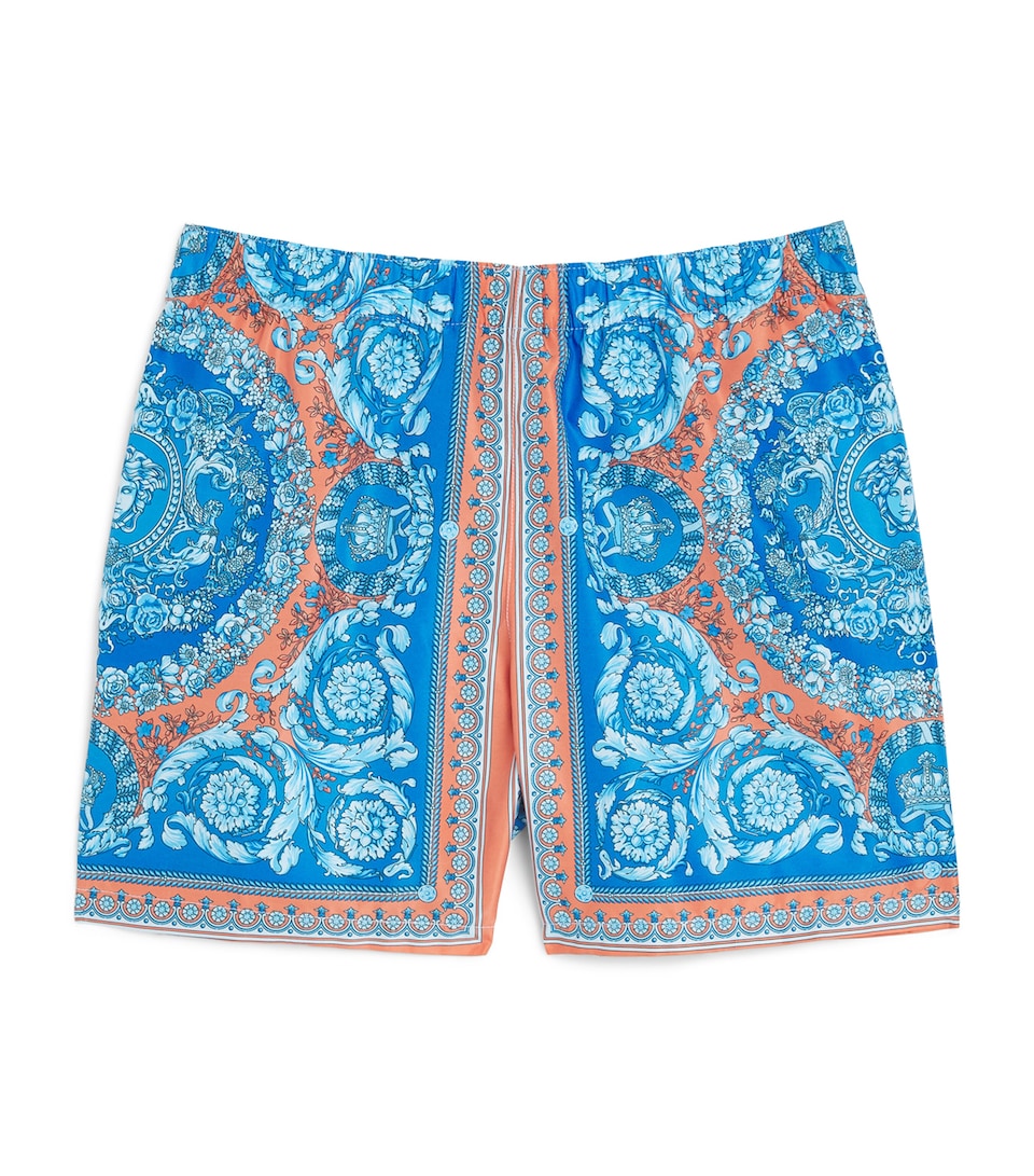 Versace Kids Electric Barocco Print Swim Shorts (12 Months-5 Years) Blu+ap Mlk