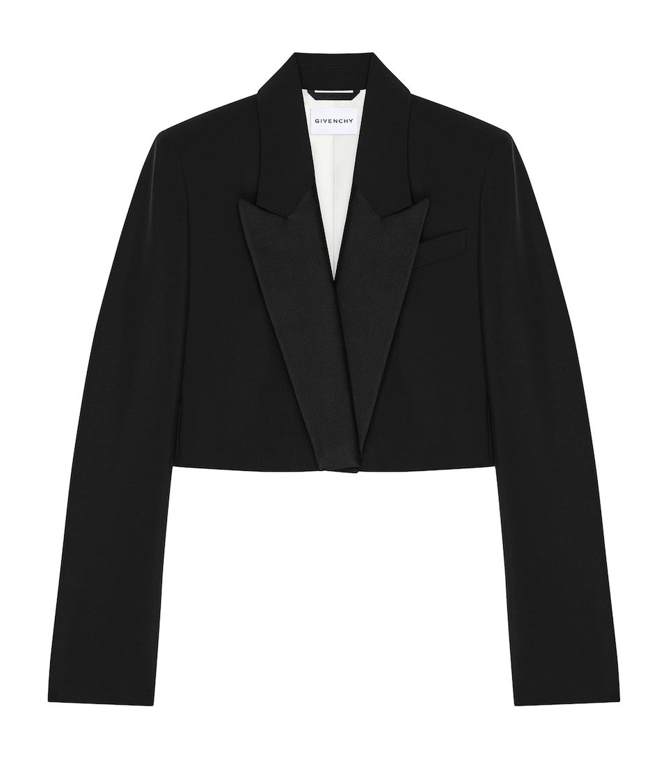 Givenchy Womens Wool-Mohair Cropped Blazer