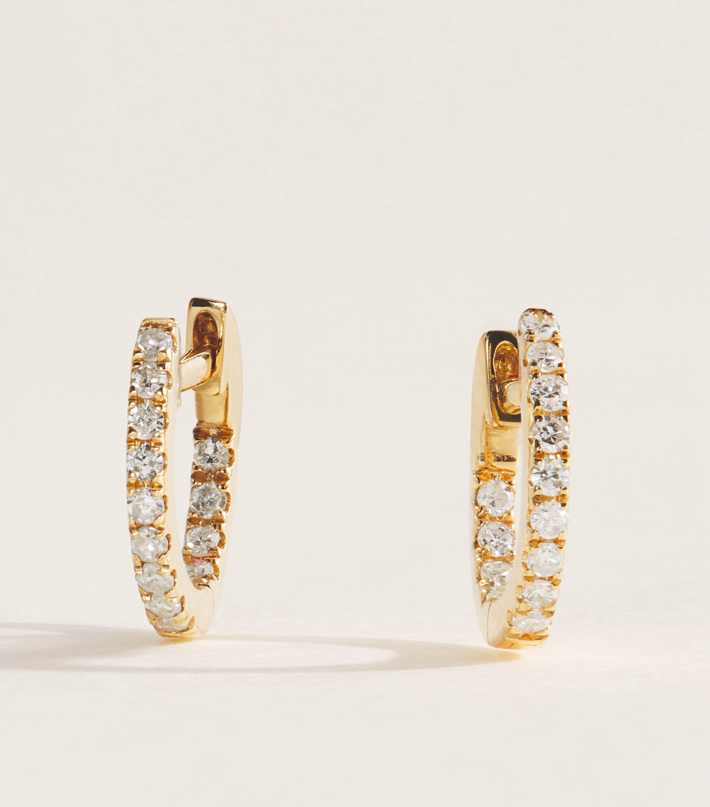 Rosa de la Cruz Yellow Gold and Diamond Huggie Hoop Earrings Yellow Gold