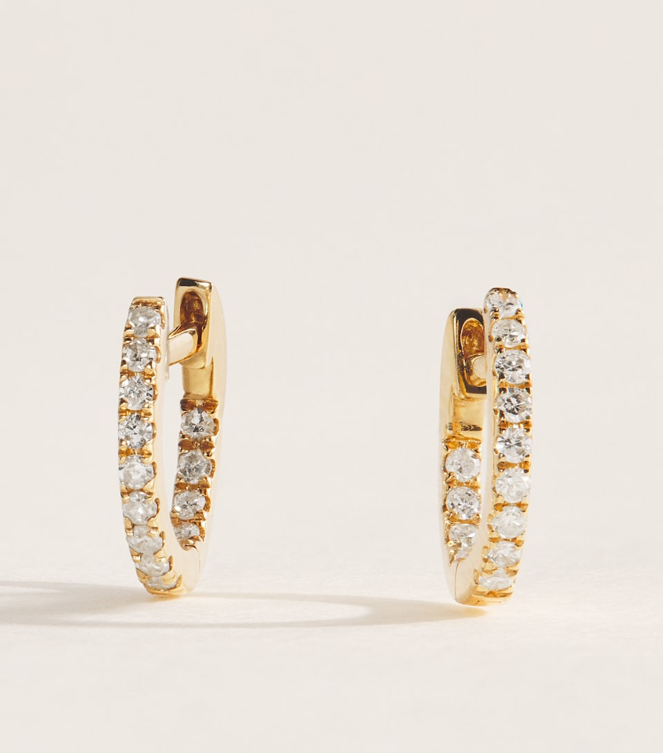 Rosa de la Cruz Yellow Gold and Diamond Huggie Hoop Earrings Yellow Gold