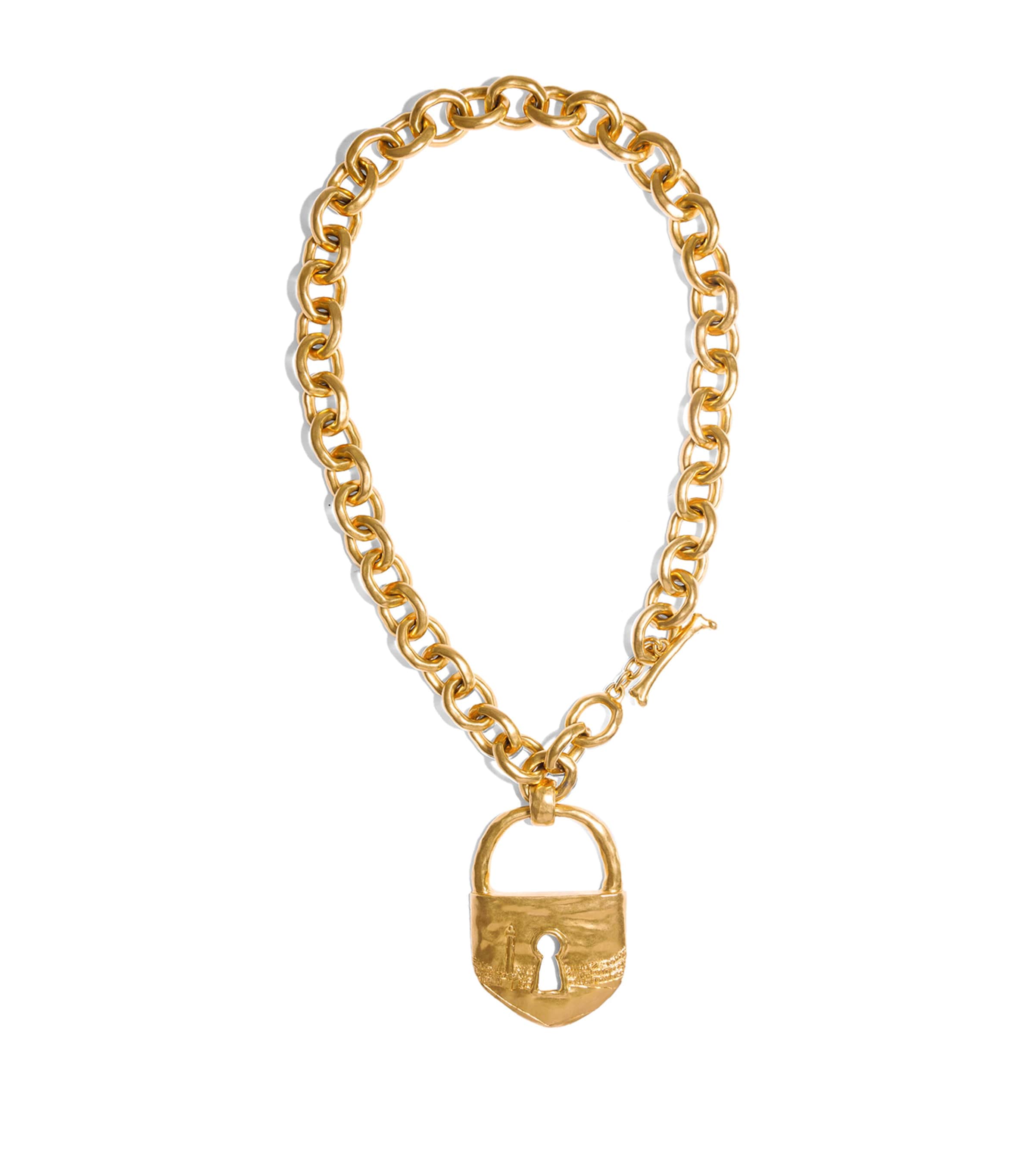 Schiaparelli Keyhole Chain Necklace Gold