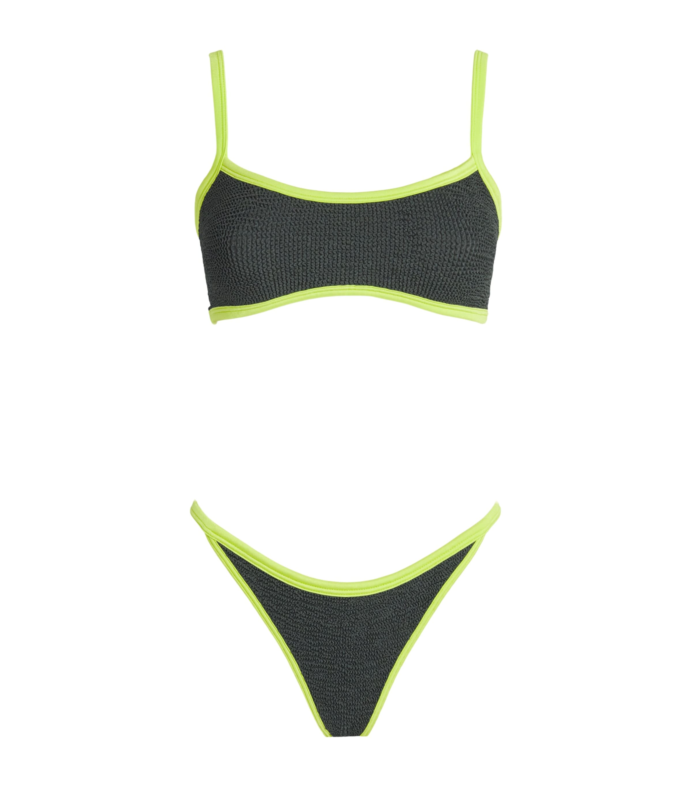 Hunza G Womens Contrast-Trim Tyler Bikini Mtlc Grpht/chrtrse