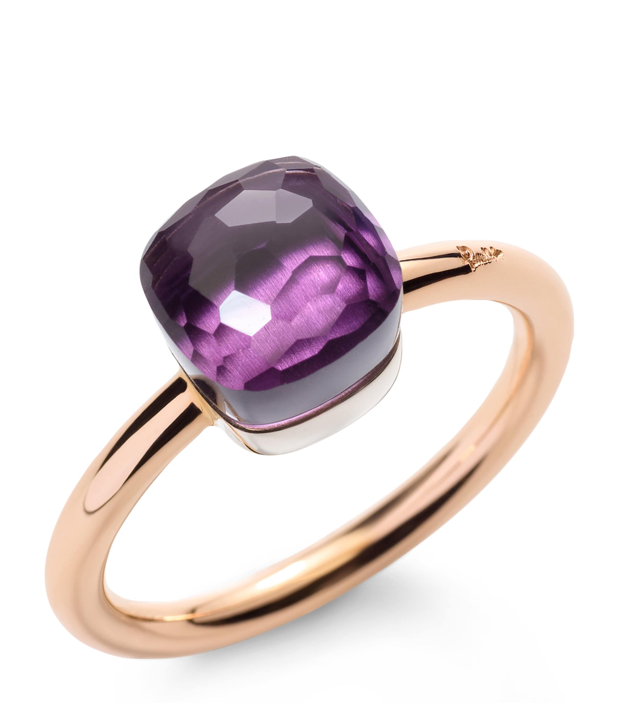 Pomellato Rose Gold, White Gold and Amethyst Nudo Petit Ring