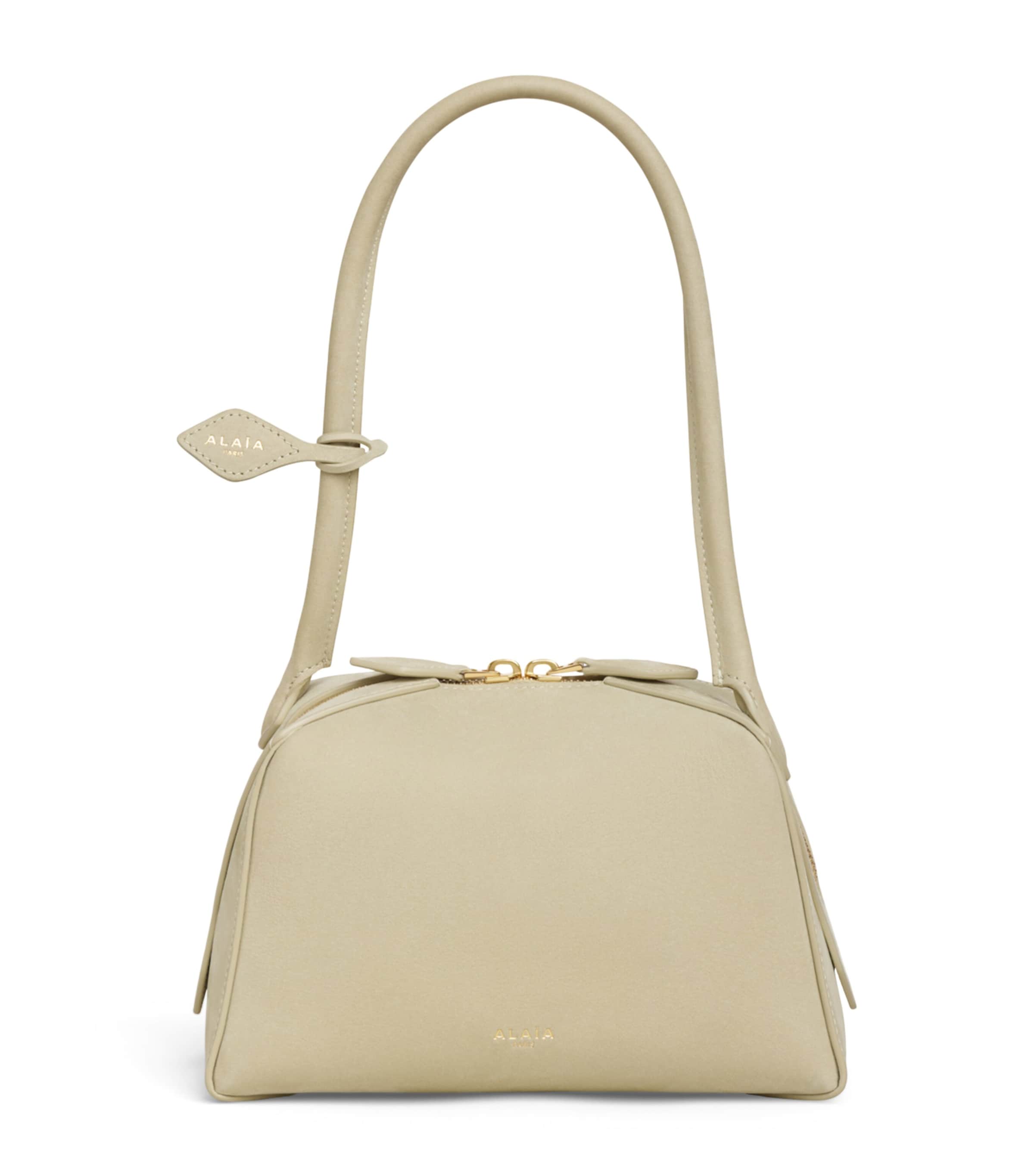 Alaïa Small Leather Le Bouledogue Shoulder Bag Almond Green