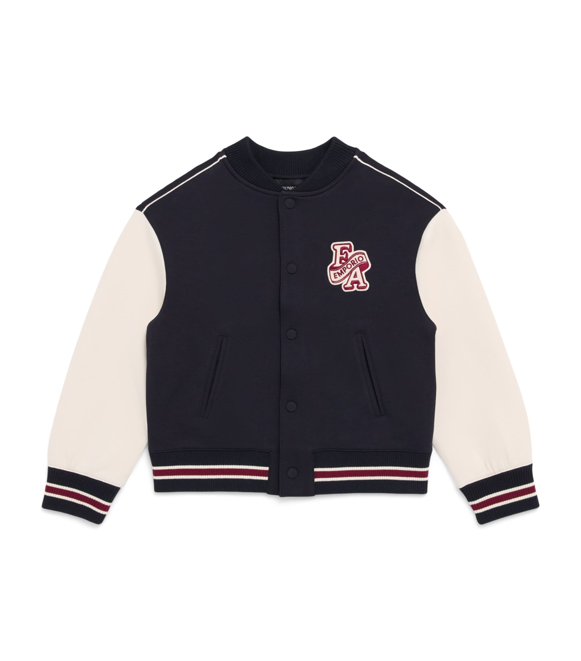 Emporio Armani Kids Logo Patch Varsity Jacket Wht S