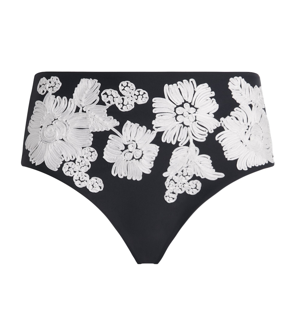 Embroidered Francie High-Rise Bikini Bottoms