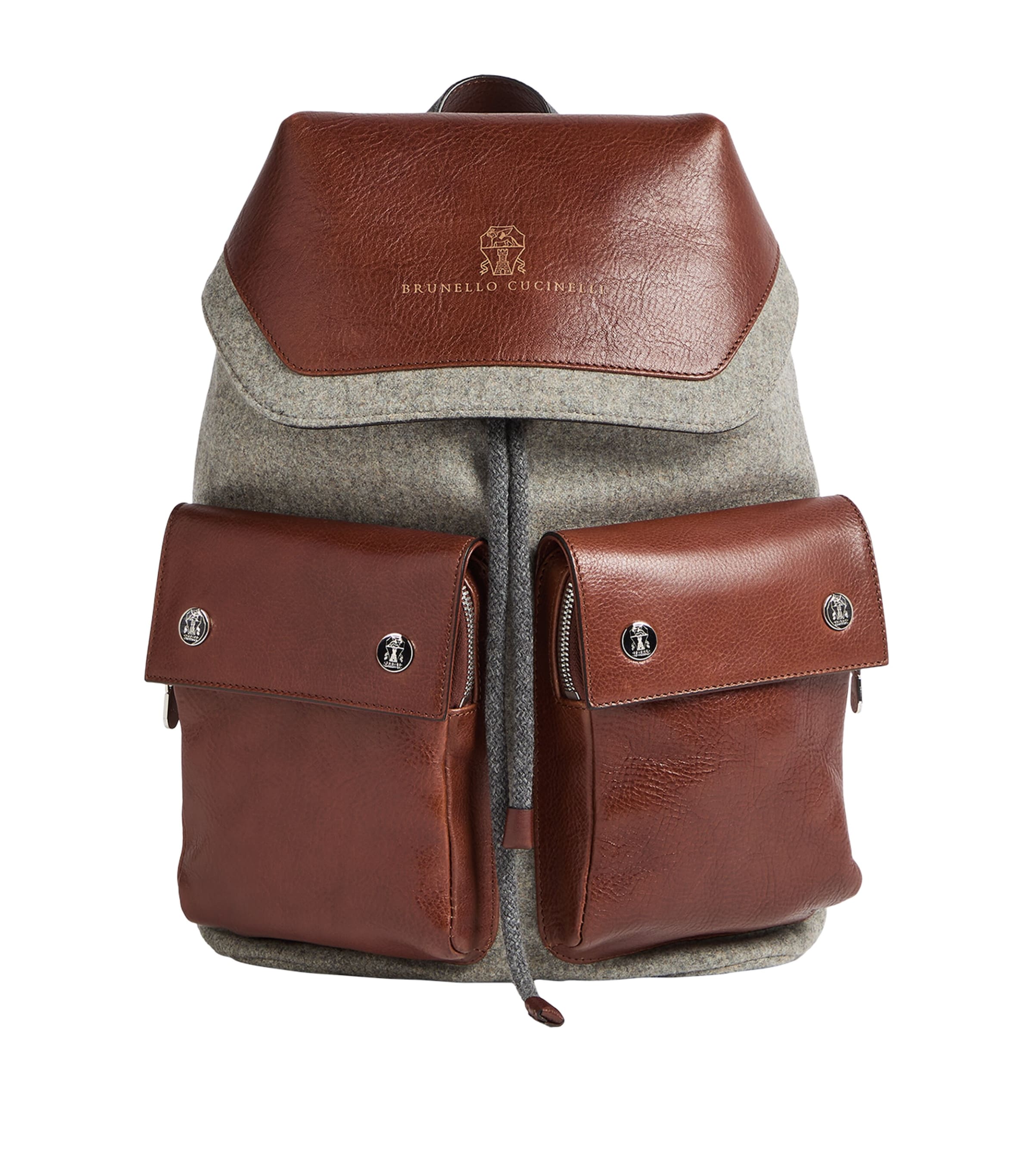 Brunello Cucinelli Kids Virgin Wool-Calfskin Backpack