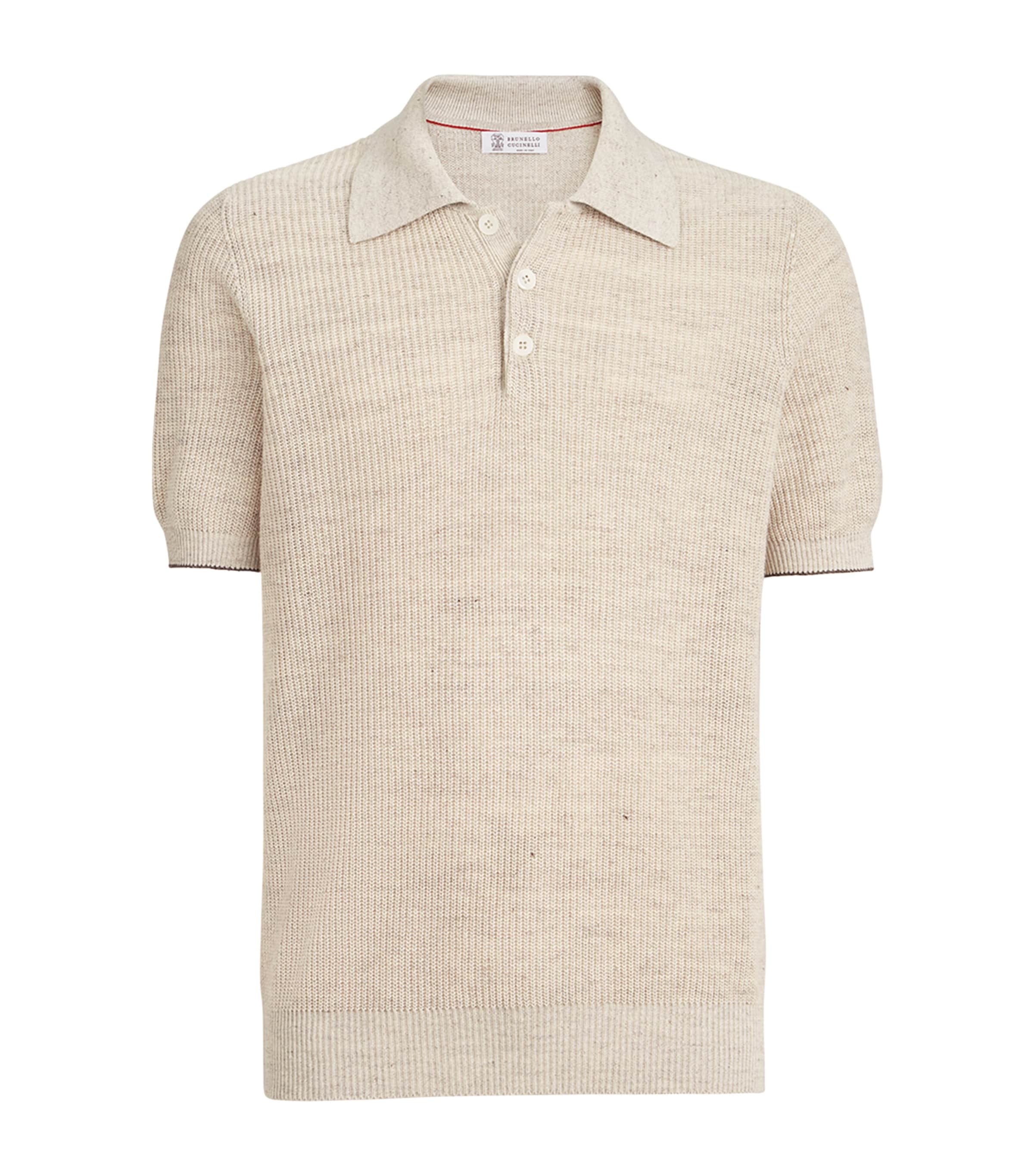 Brunello Cucinelli Mens Linen-Cotton Knitted Polo Sweater