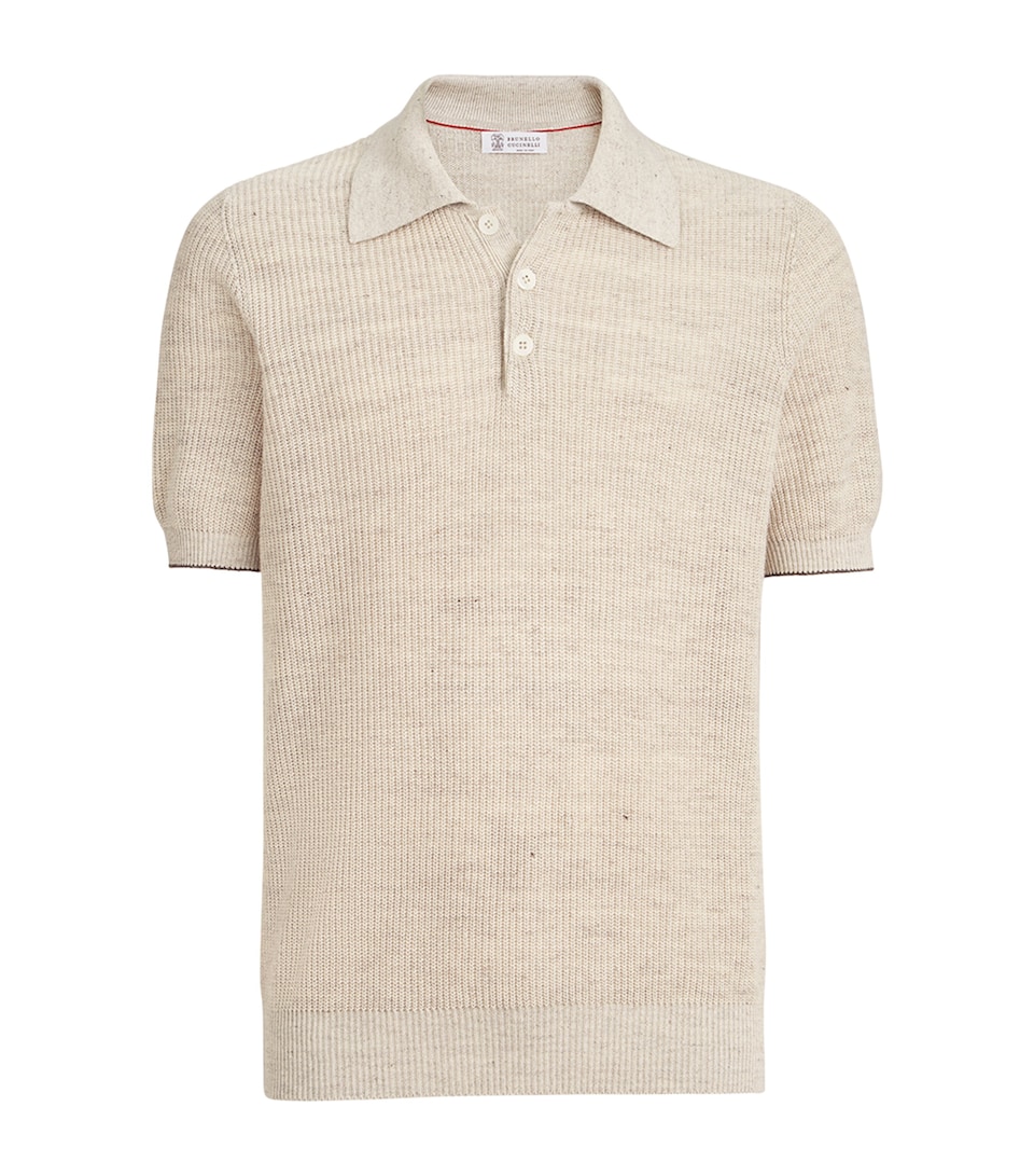 Brunello Cucinelli Mens Linen-Cotton Knitted Polo Sweater