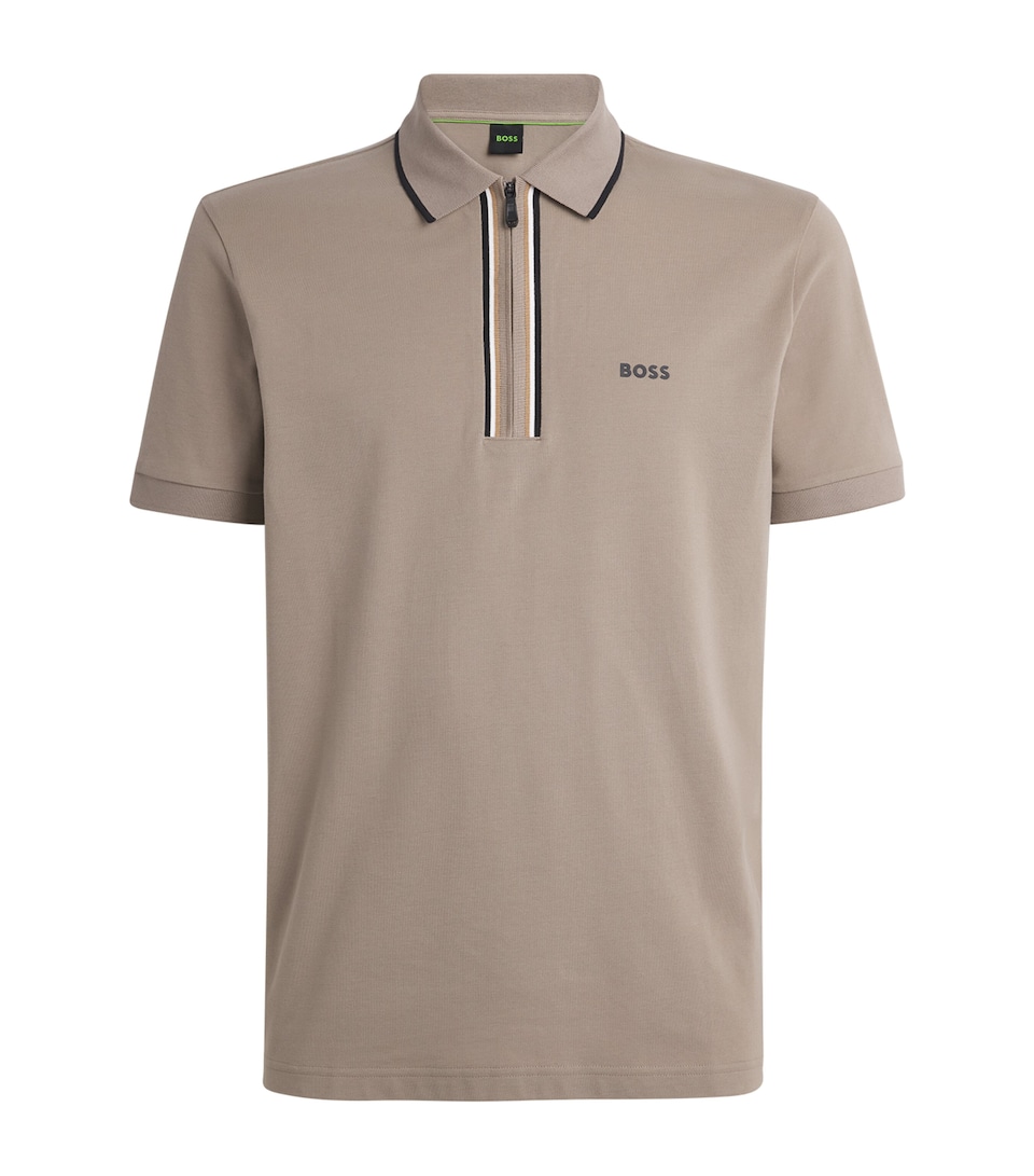 BOSS Mens Stretch-Cotton Logo Polo Shirt Pastel Green