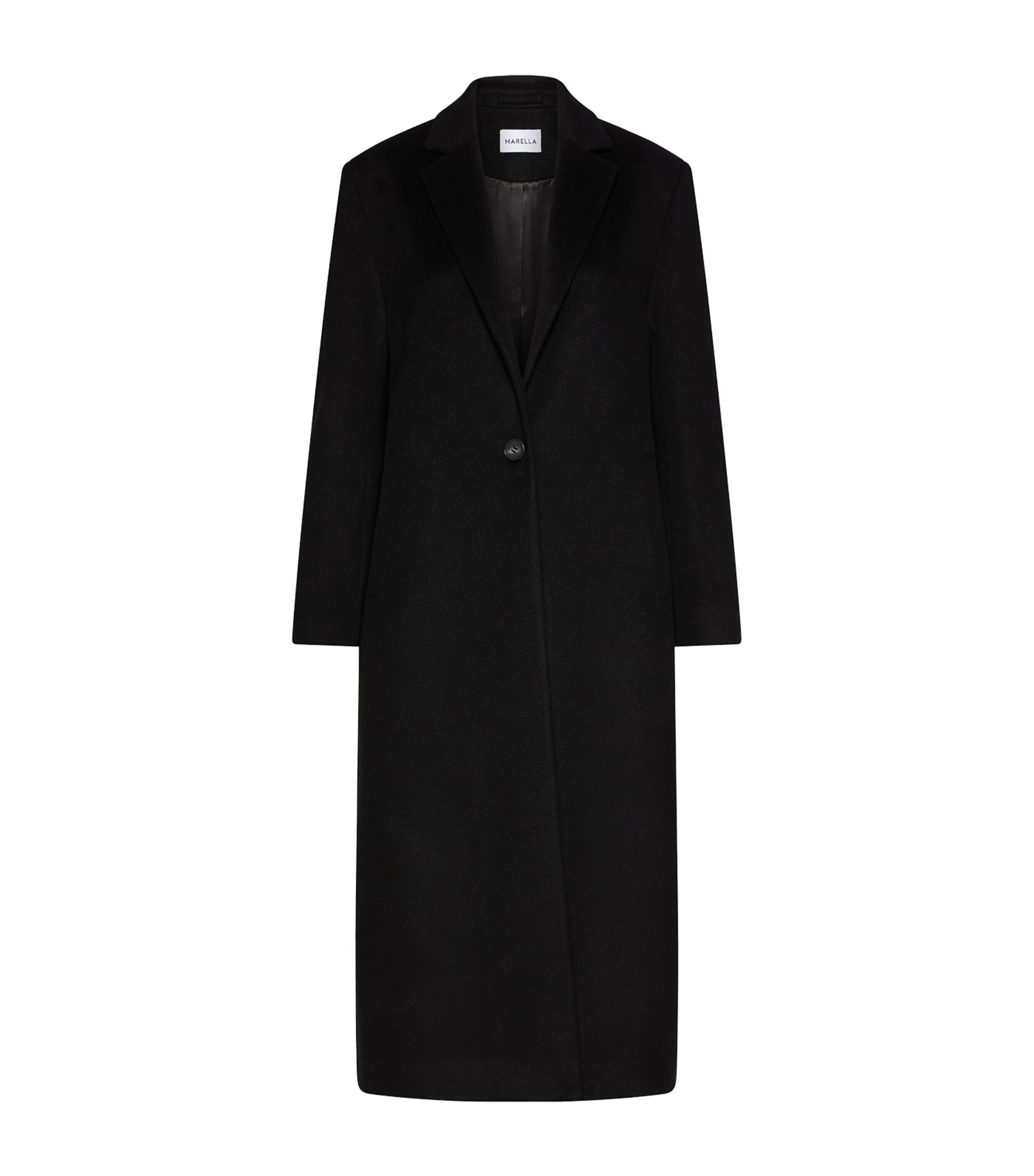 Marella Womens Virgin Wool-Cashmere Coat Black