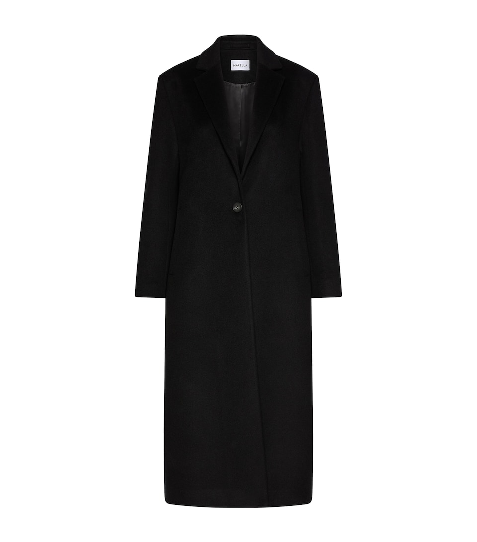 Marella Womens Virgin Wool-Cashmere Coat Black