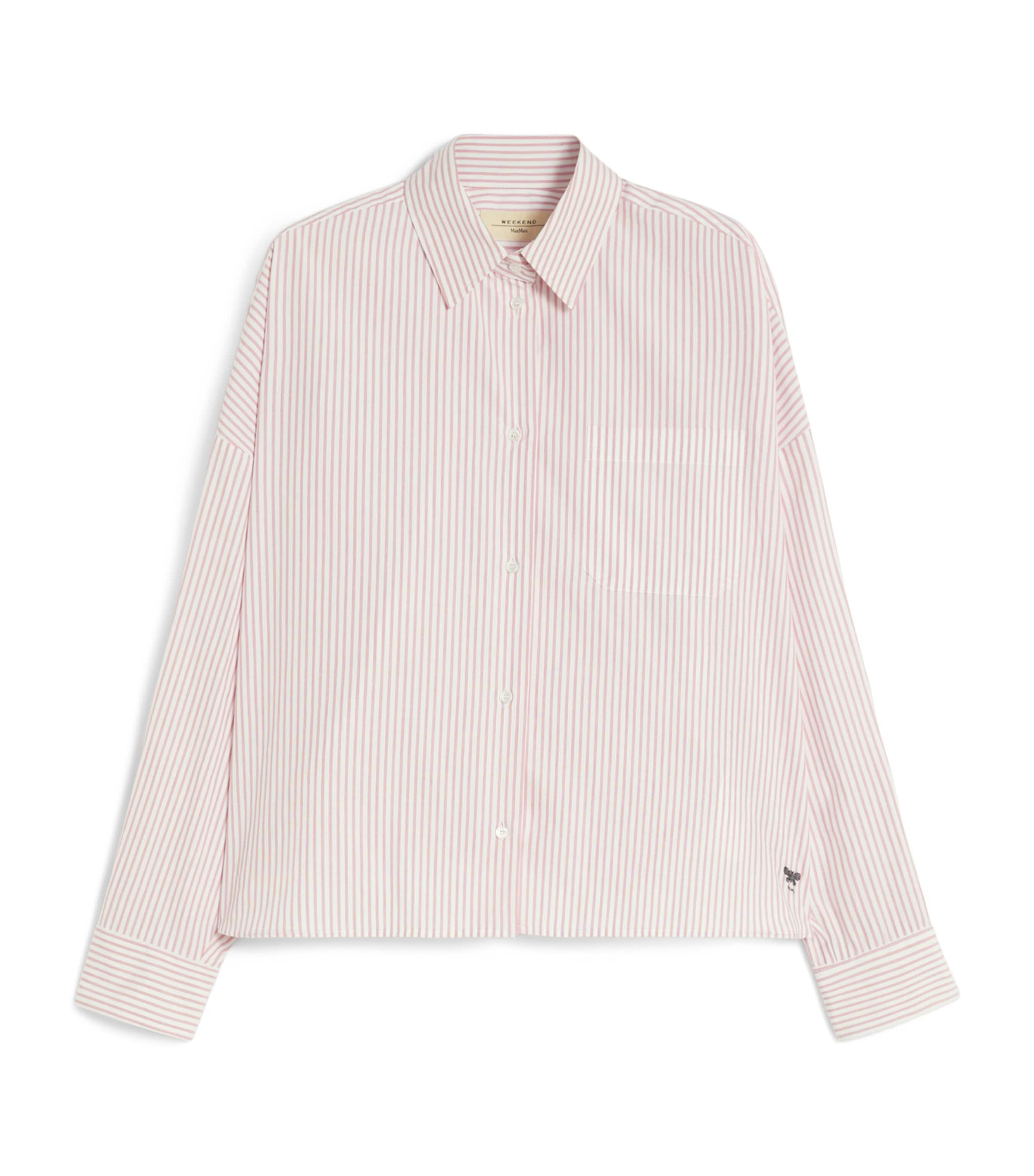Weekend Max Mara Womens Cotton Striped Oversized Shirt Pink