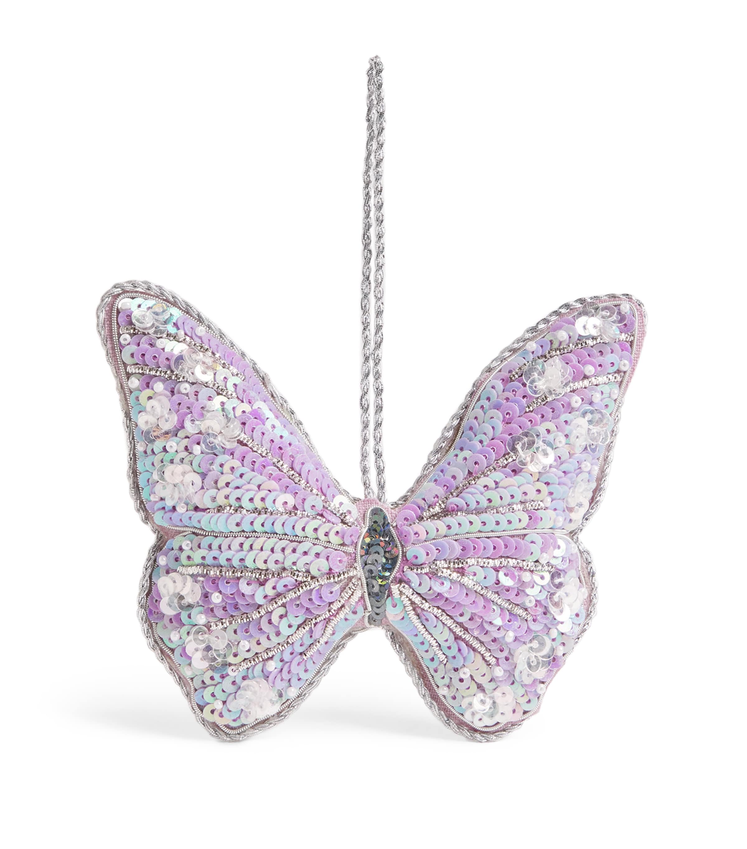 Katie Larmour Sequinned Butterfly Tree Decoration Lilac