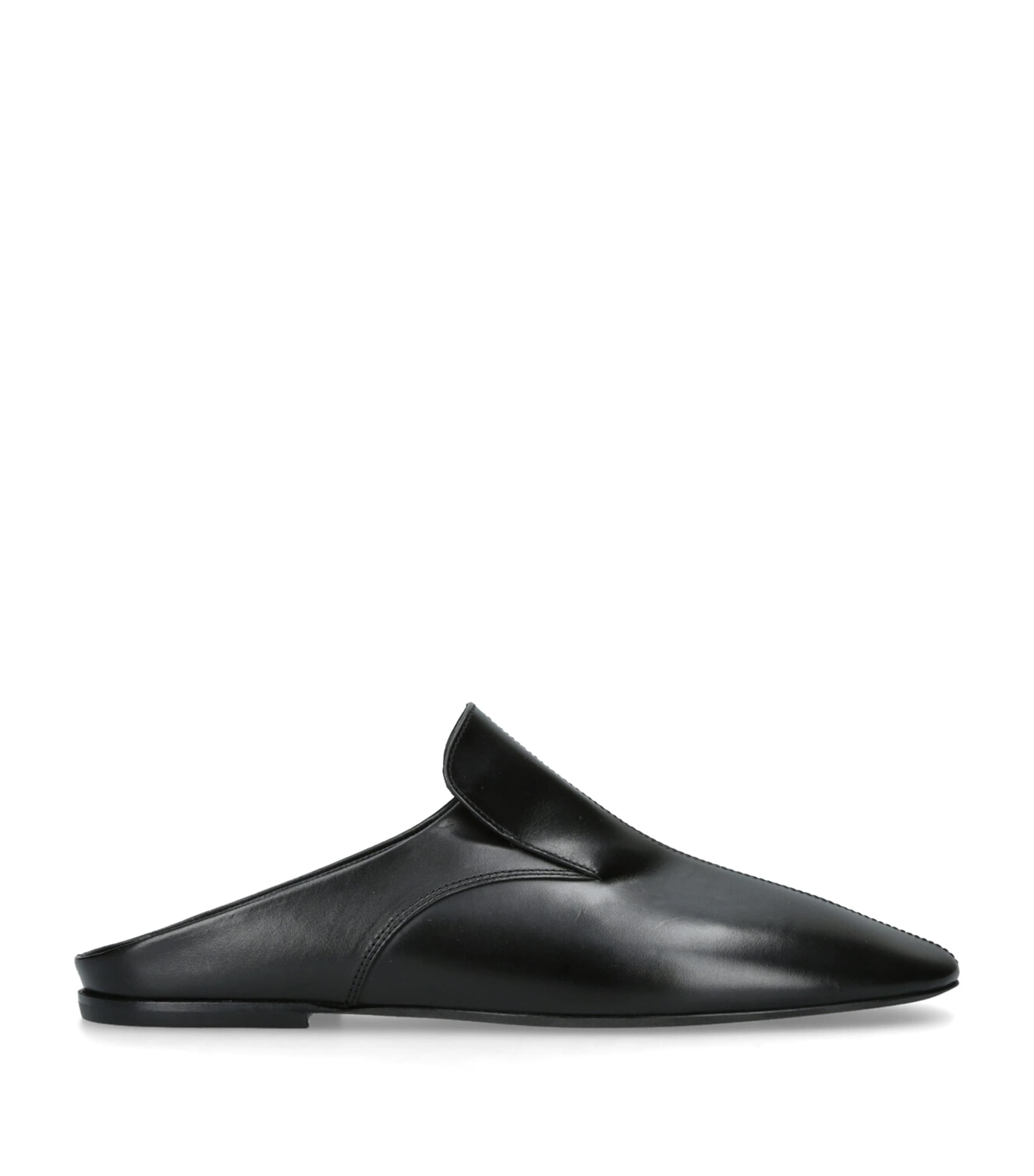 DRIES VAN NOTEN Leather Square-Toe Mules Black