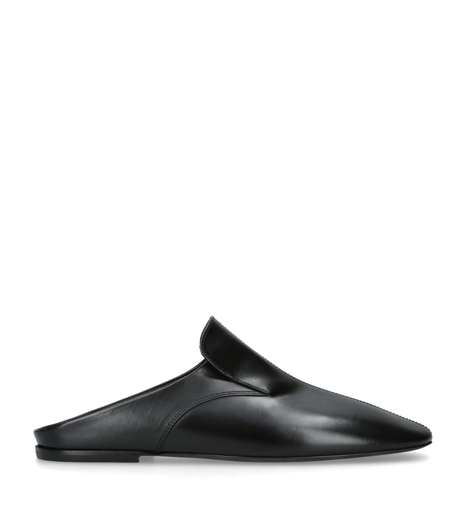 DRIES VAN NOTEN Leather Square-Toe Mules Black
